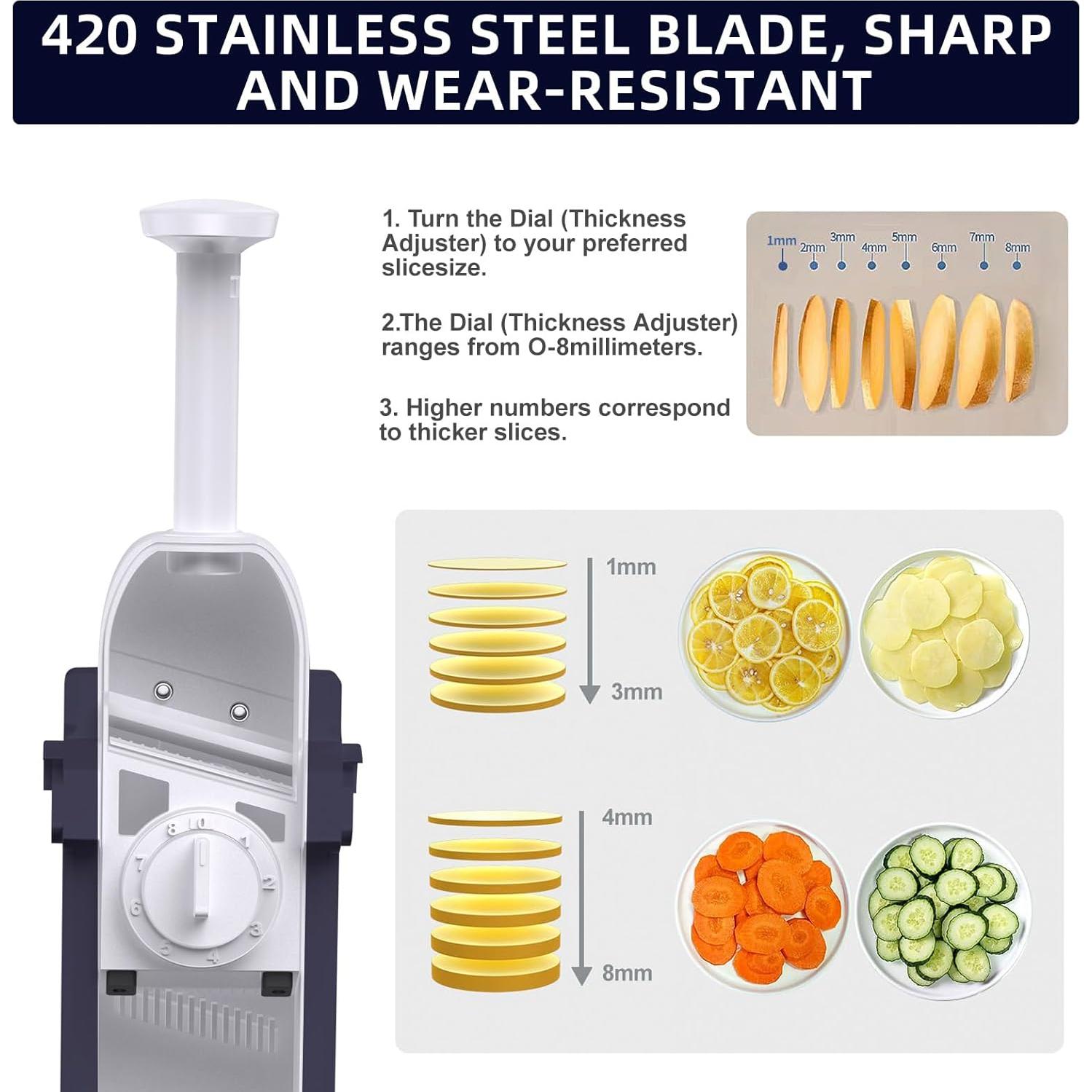 Rebanadora Mandolina Jonscook Ajustable 0-8mm Acero Inoxidable