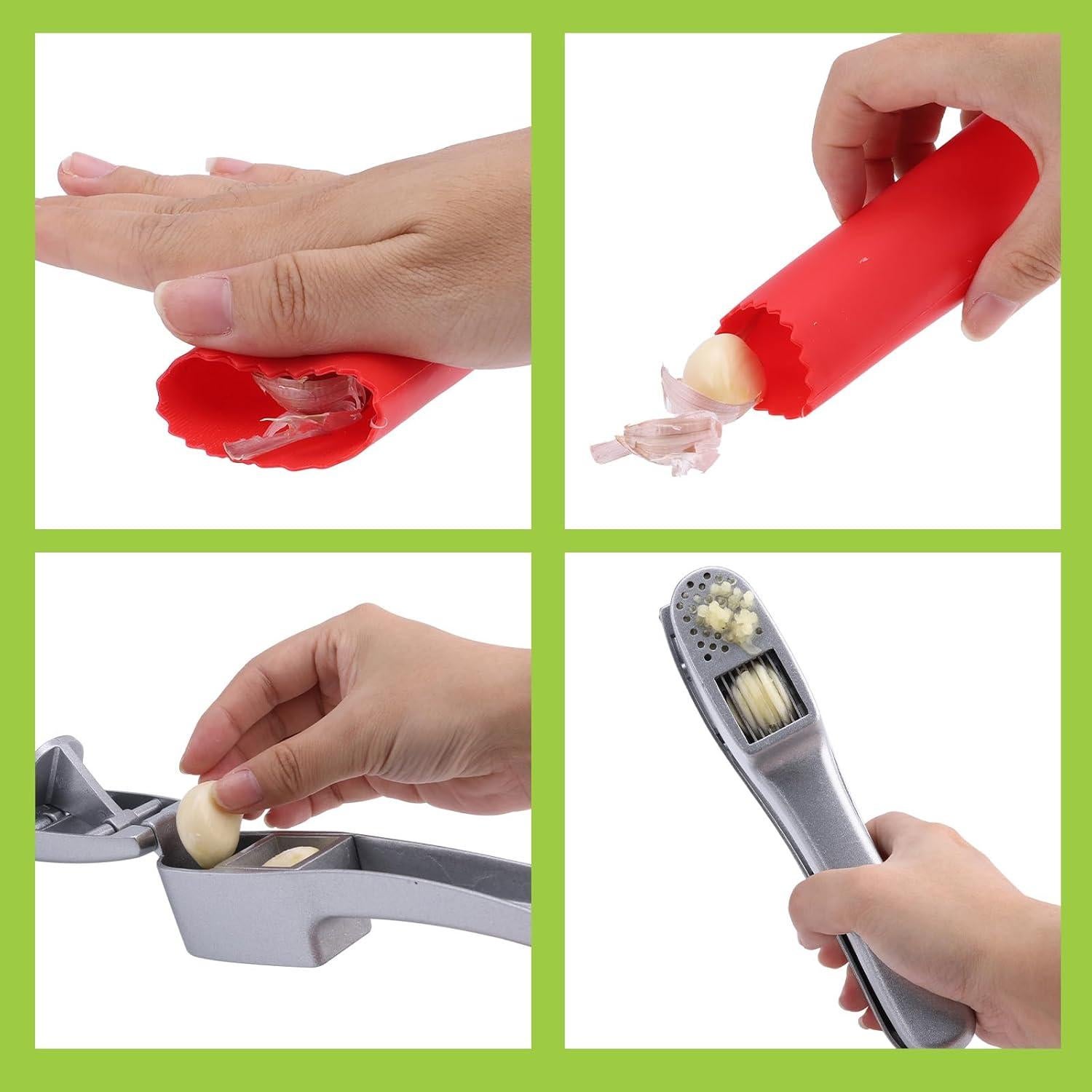 Juego de Prensa y Pelador de Ajo ZTTM - Aluminio y Silicona