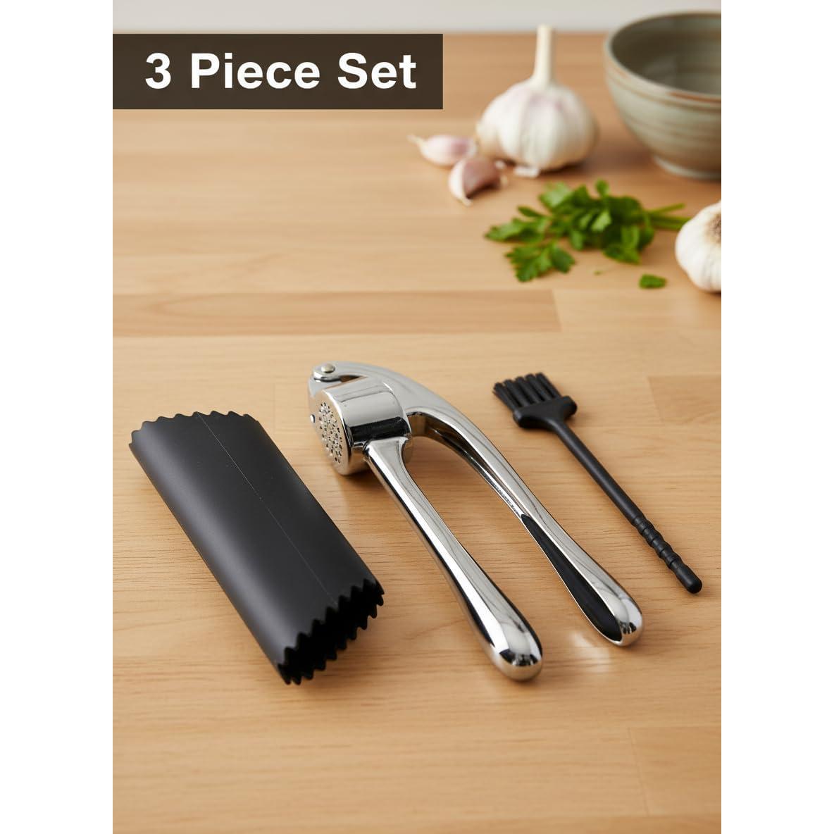 Prensa de Ajo Zinc Genérico con Pelador y Cepillo Apta Lavavajillas