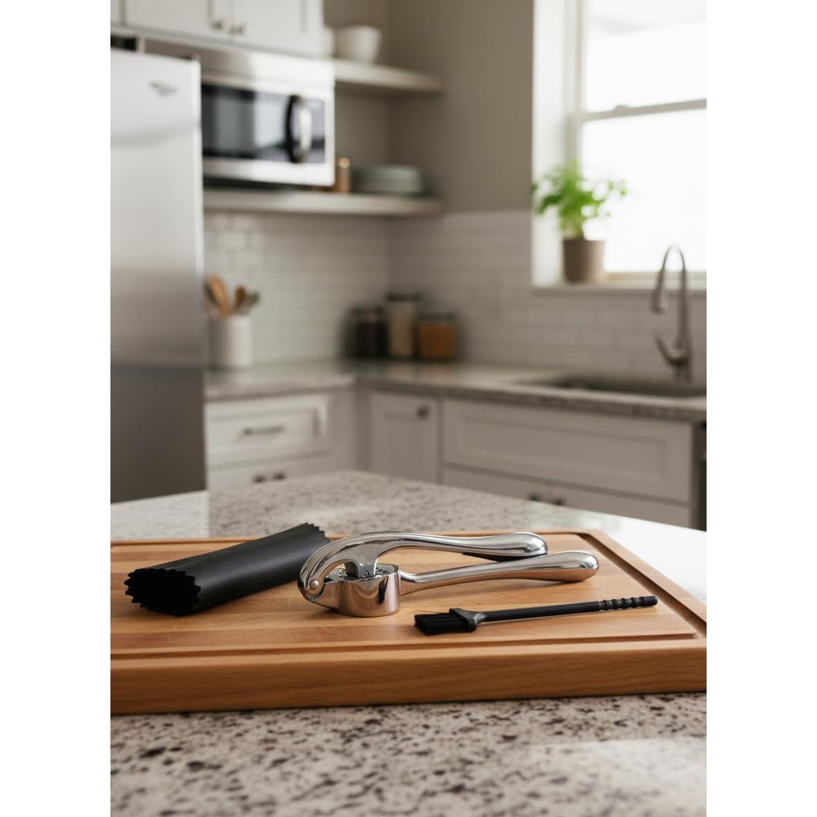 Prensa de Ajo Zinc Genérico con Pelador y Cepillo Apta Lavavajillas