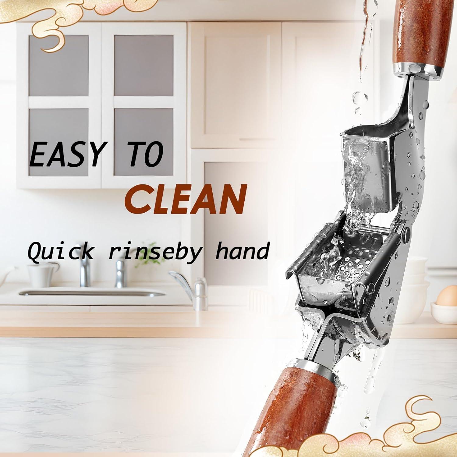 Prensa de Ajo KULUNER Profesional con Pelador y Mango de Madera