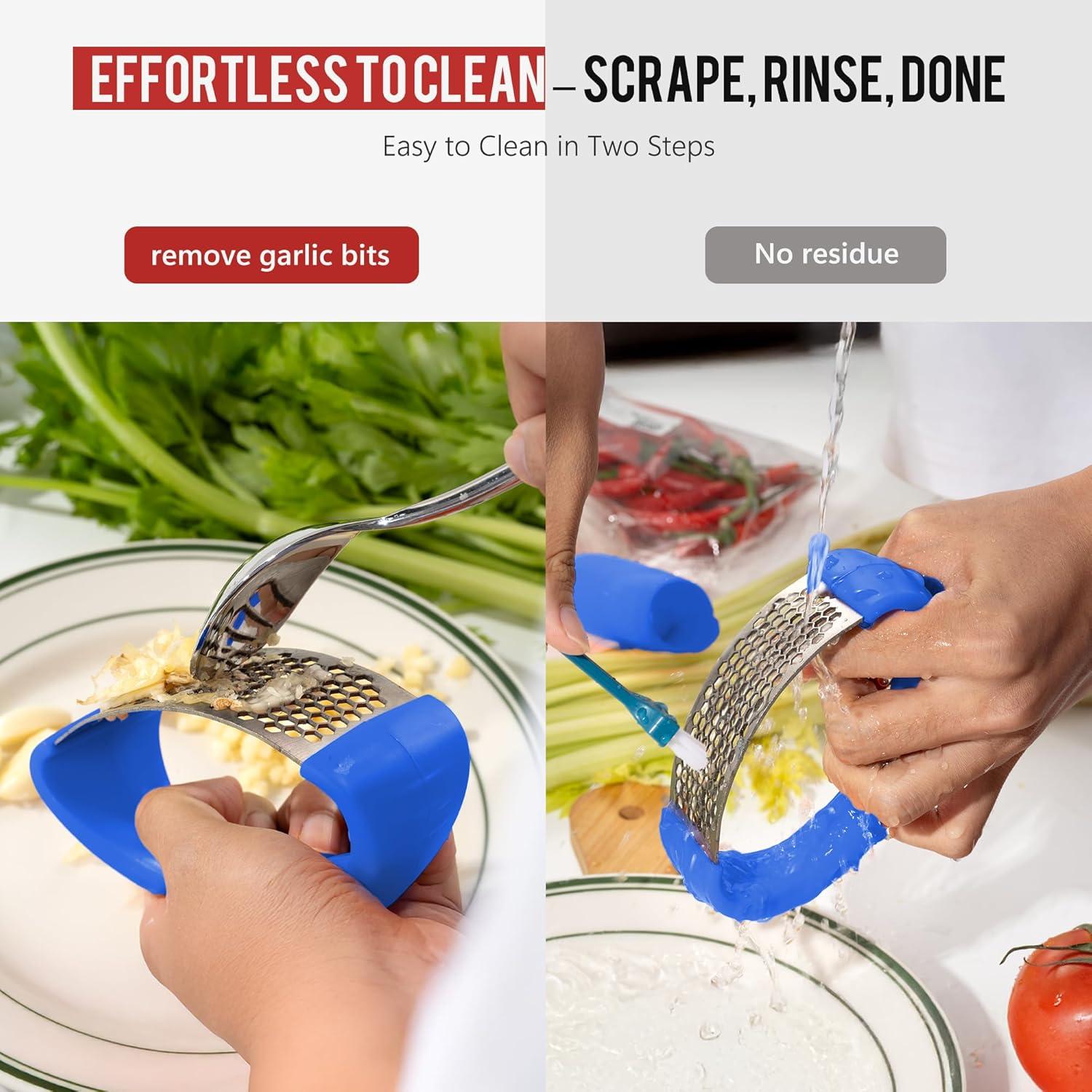 Prensa de Ajo Acero Inoxidable Li&Zhao con Pelador Azul