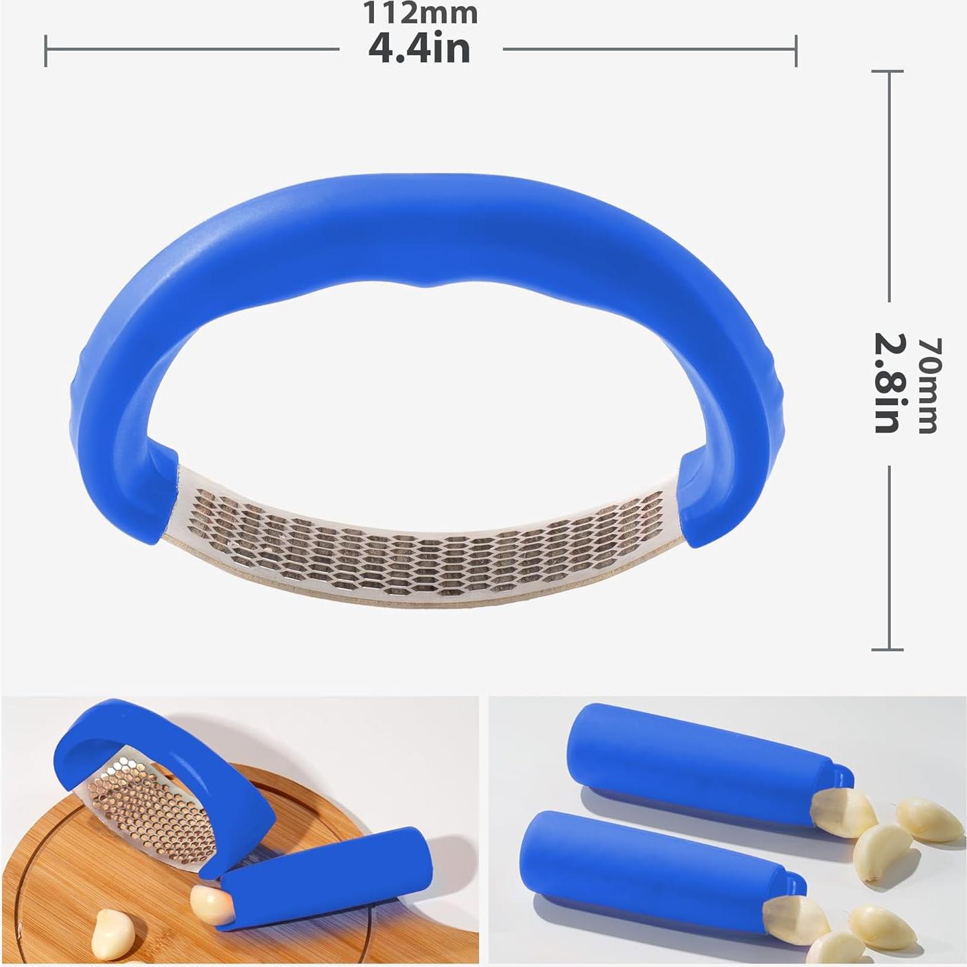 Prensa de Ajo Acero Inoxidable Li&Zhao con Pelador Azul