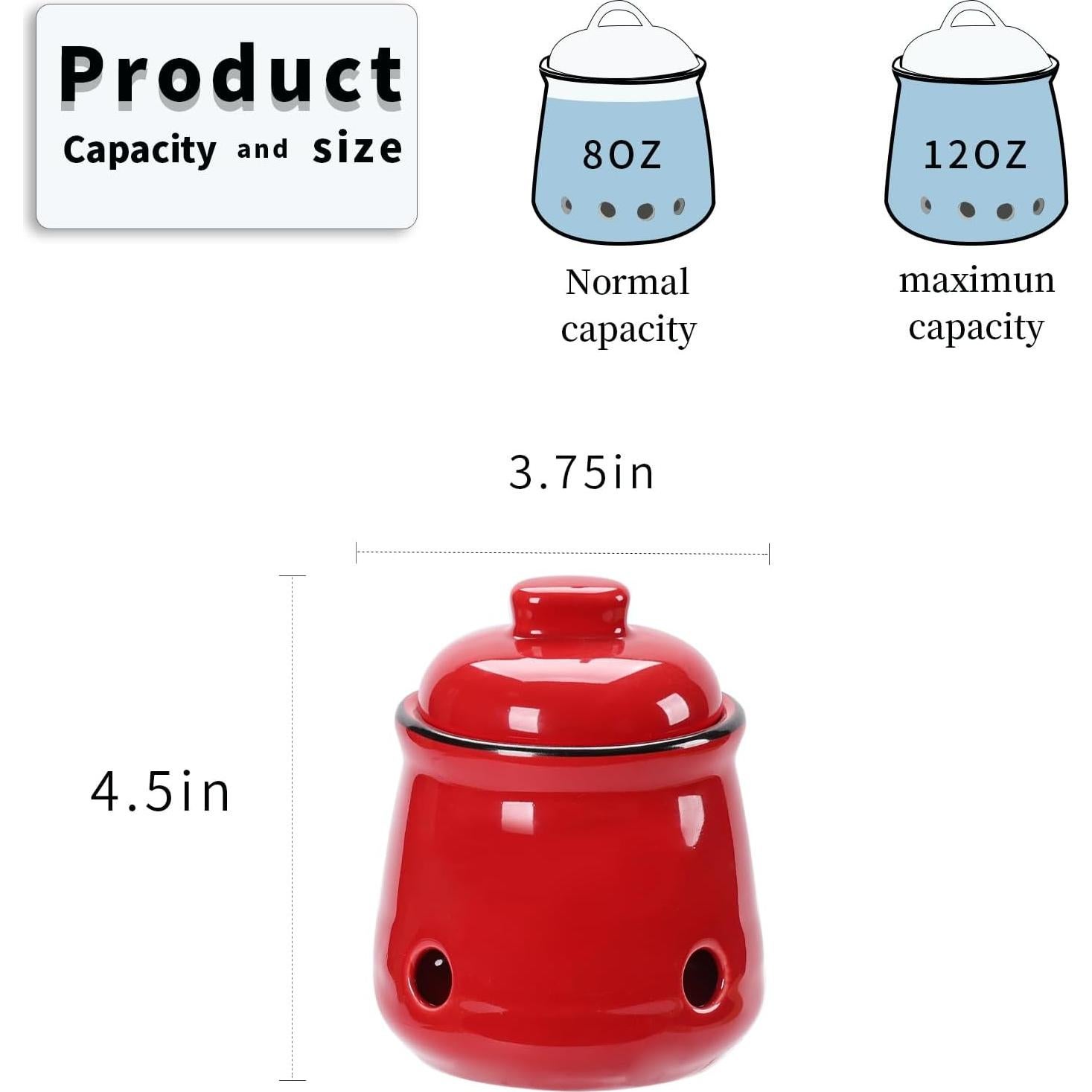 Conservador de Ajo Cerámica HAOTOP 340g Tapa Roja