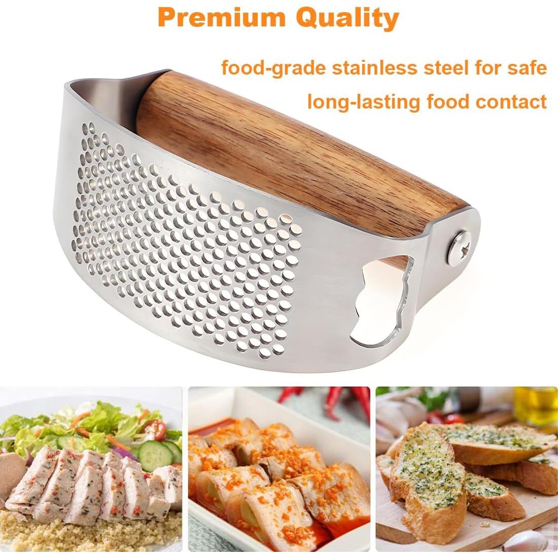 Prensa de Ajo JOMIHONEY de Acero Inoxidable con Pelador y Raspador