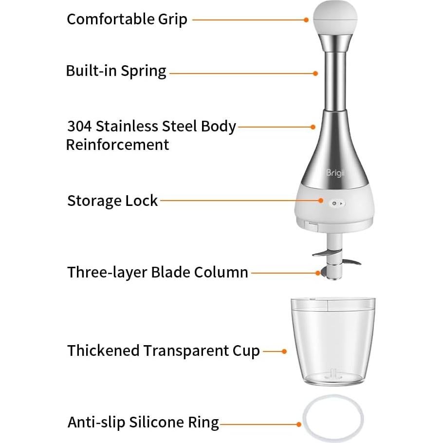 Prensa de Ajo y Picadora de Verduras Brigii GM03 - Acero Inoxidable