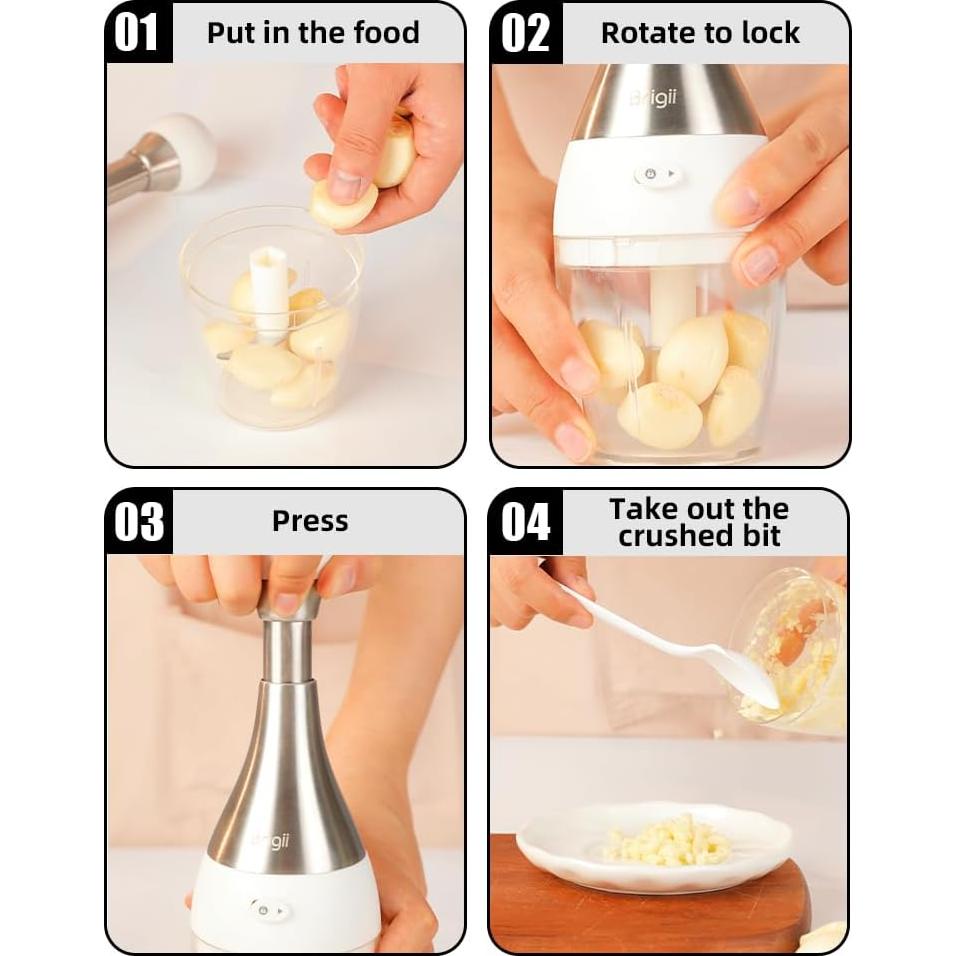 Prensa de Ajo y Picadora de Verduras Brigii GM03 - Acero Inoxidable