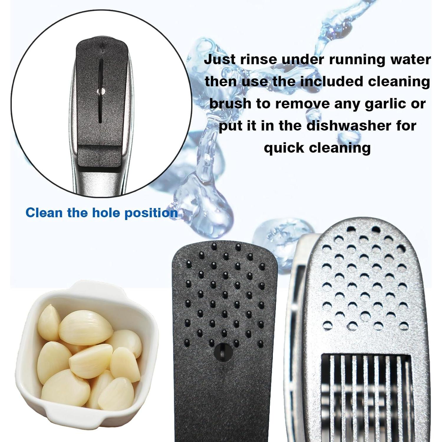 Prensa de Ajo QPQ 2-en-1 de Aluminio con Limpiador Integrado