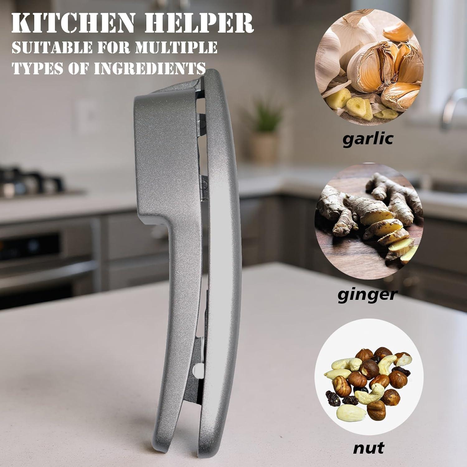 Prensa de Ajo QPQ 2-en-1 de Aluminio con Limpiador Integrado