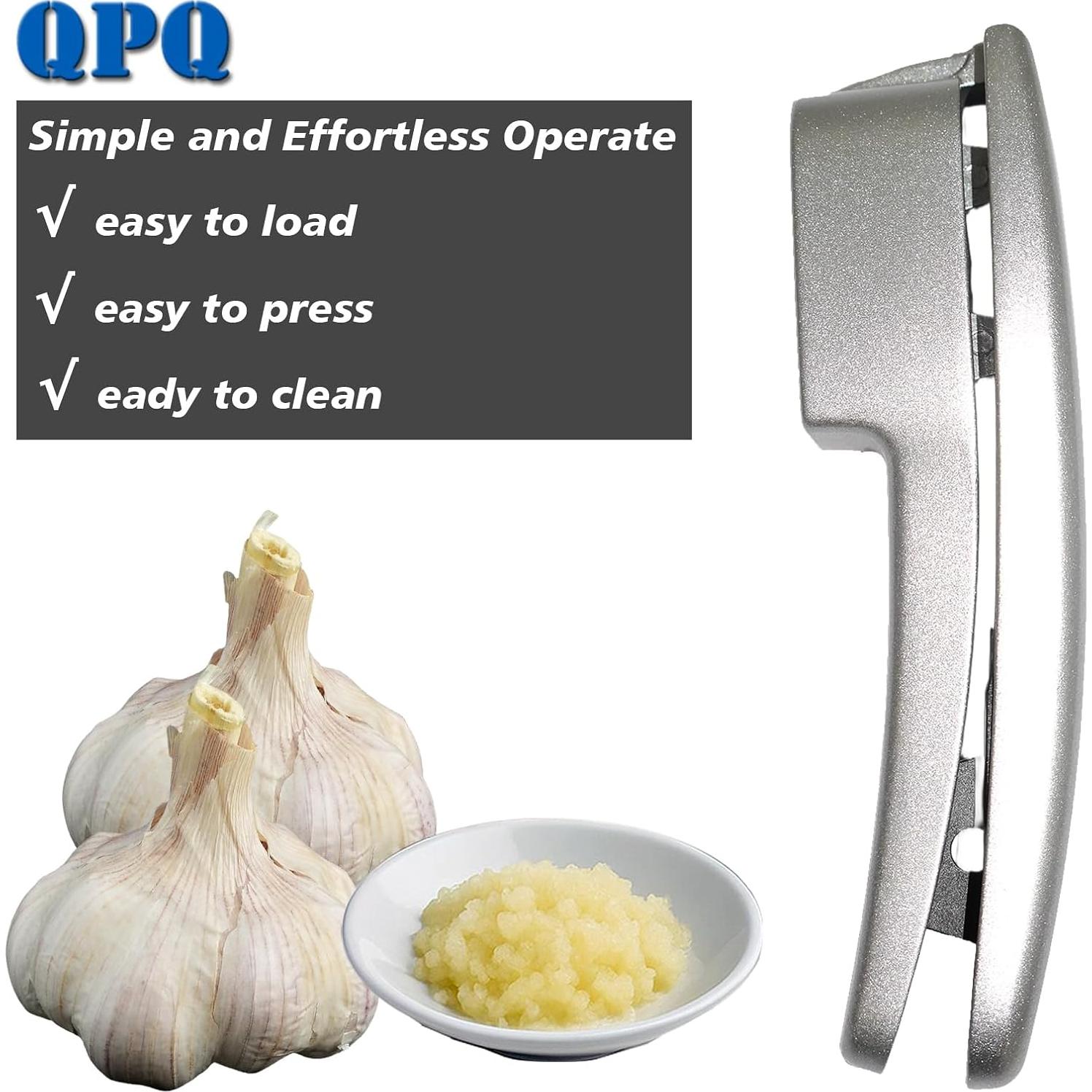 Prensa de Ajo QPQ 2-en-1 de Aluminio con Limpiador Integrado