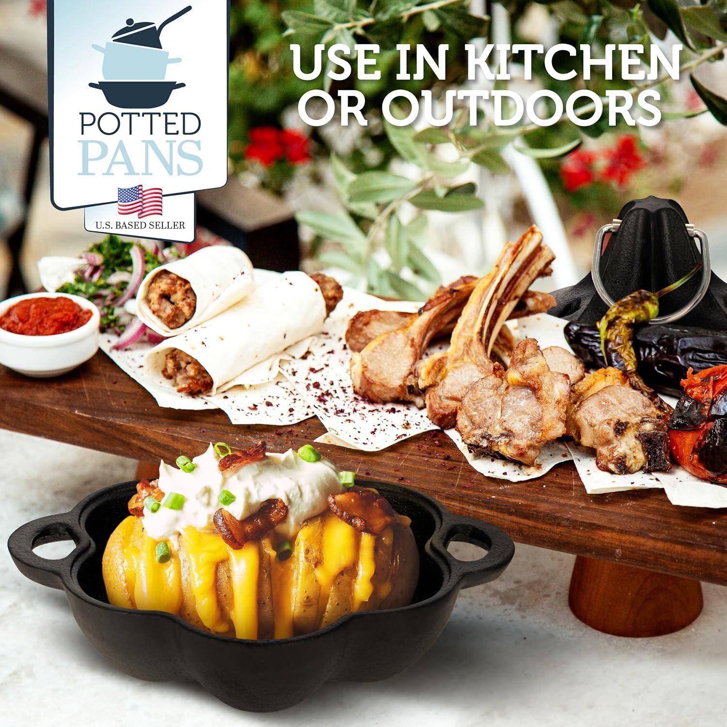 Asador de Ajo Potted Pans de Hierro Fundido Pre-Sazonado 19.1x16cm