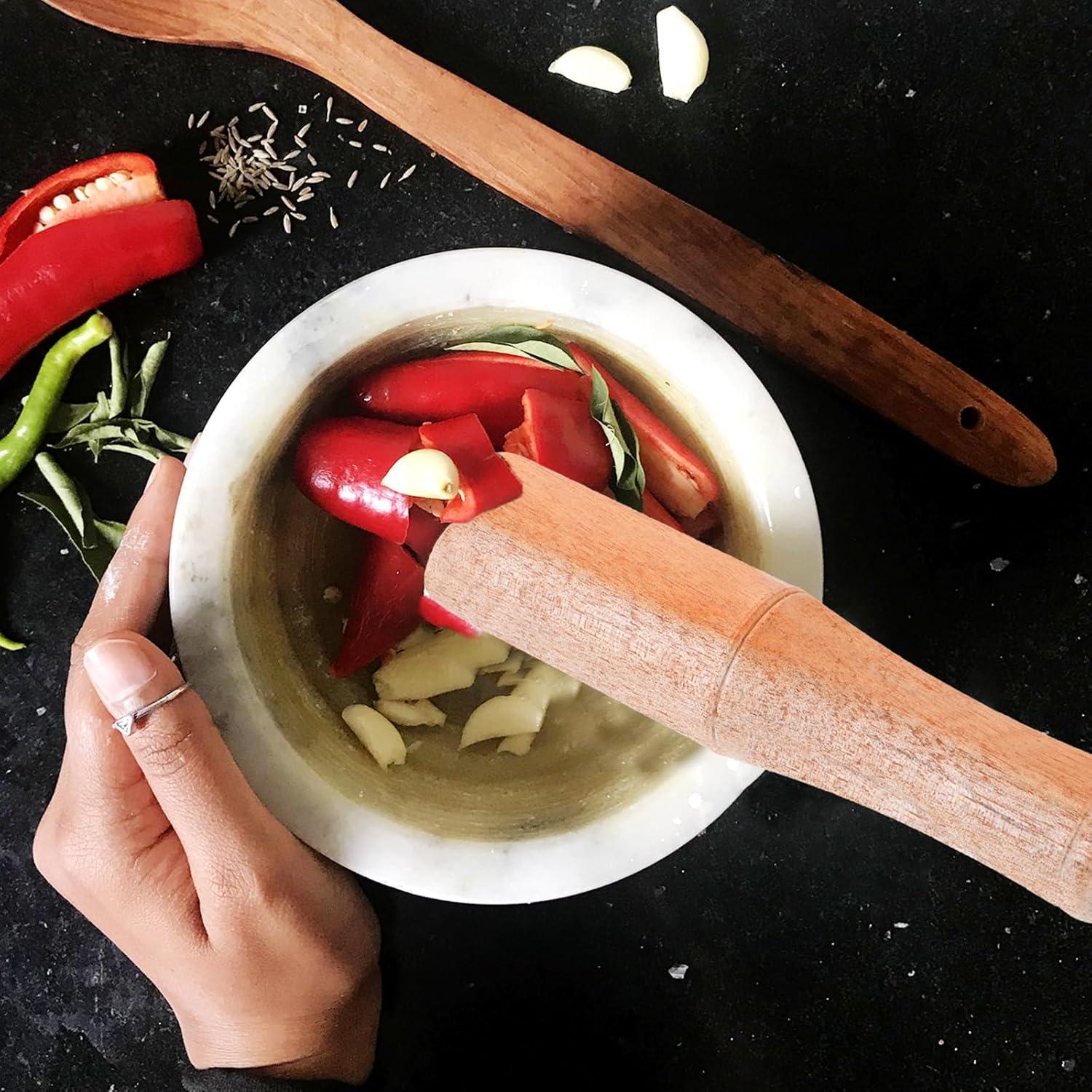 Pilón de Madera IMIKEYA 17.5 cm para Ajo y Especias