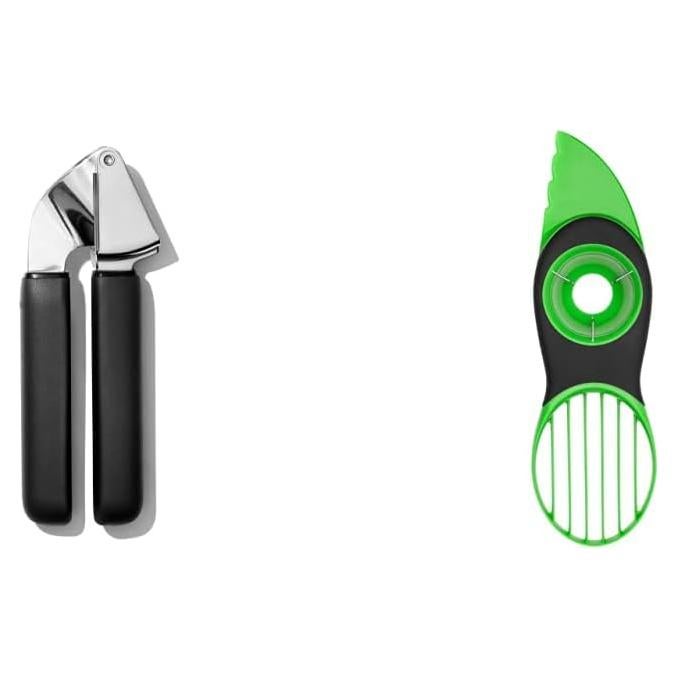 Prensa de Ajo OXO Good Grips 3 en 1 Cortador de Aguacate Verde