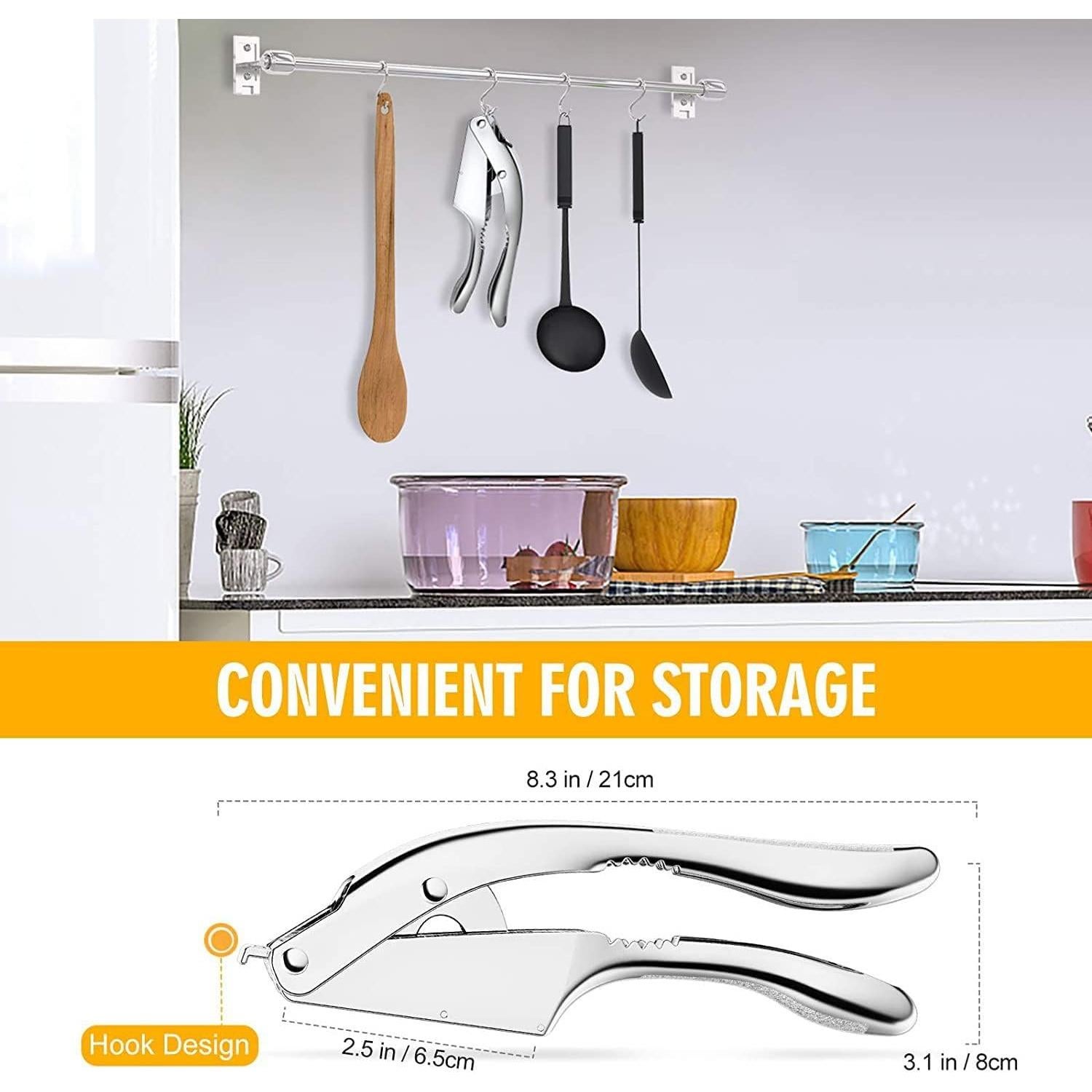 Prensa de Ajo 2 en 1 QRZLP de Aluminio Apta para Lavavajillas