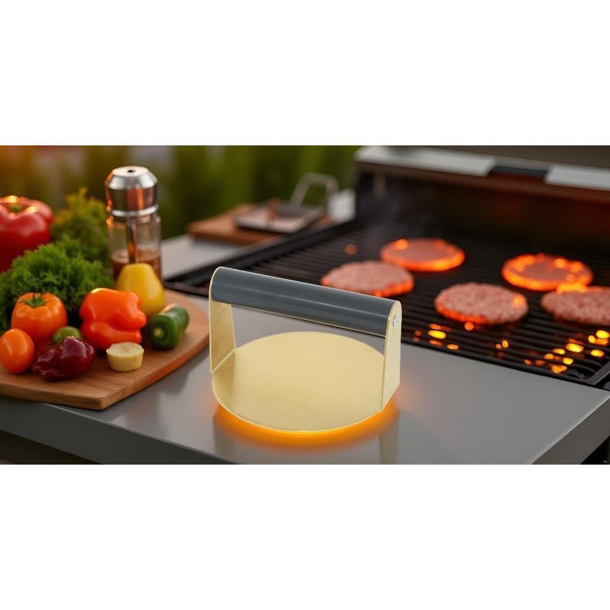 Prensa de Hamburguesas de Acero Inoxidable JNXHON 14x14cm