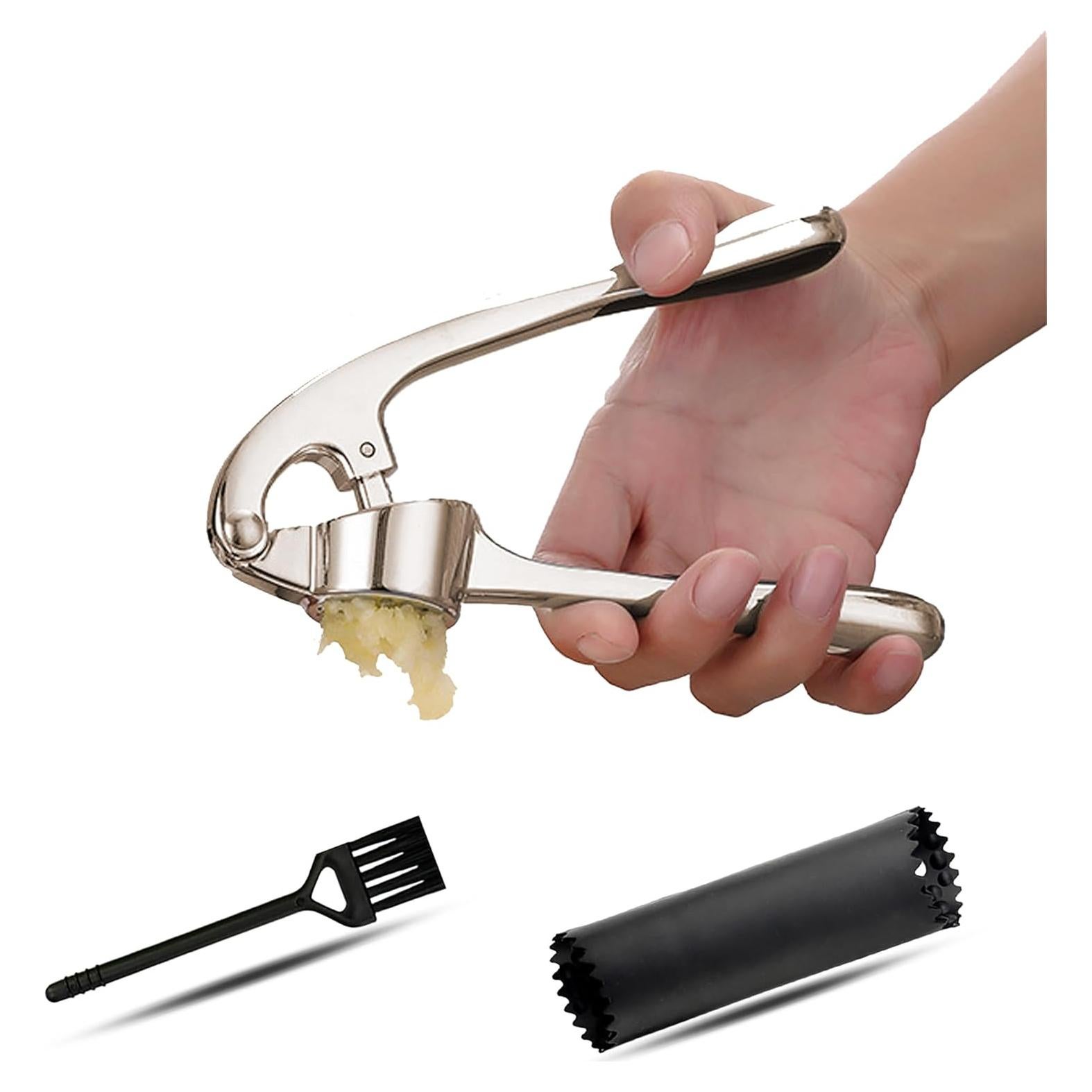 Prensa de Ajo Gobelieve de Acero Inoxidable con Pelador y Cepillo