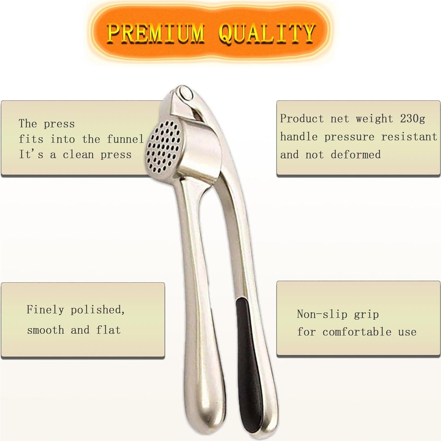 Prensa de Ajo Gobelieve de Acero Inoxidable con Pelador y Cepillo