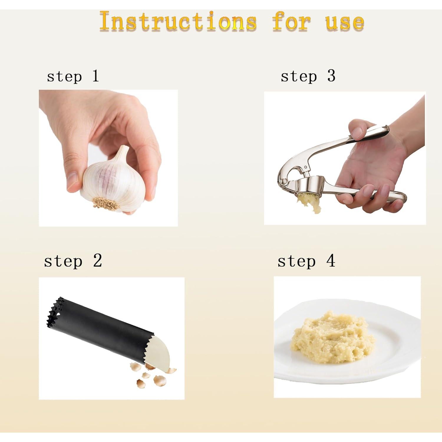 Prensa de Ajo Gobelieve de Acero Inoxidable con Pelador y Cepillo