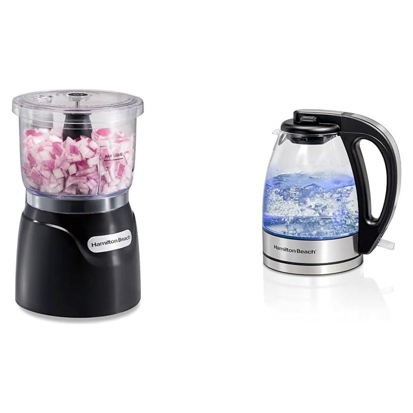 Picadora Eléctrica y Hervidor de Vidrio Hamilton Beach 1L