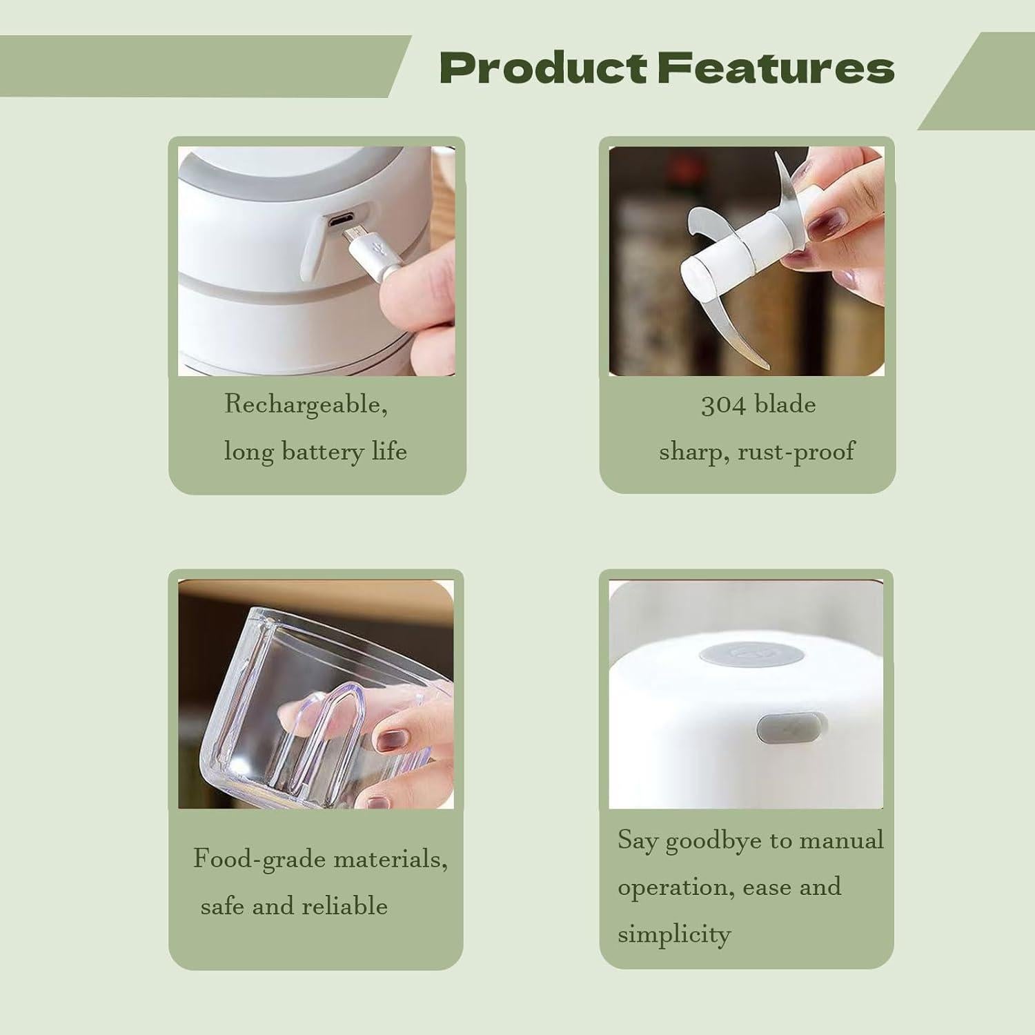 Picador Eléctrico Inalámbrico 250ml Genérico - Carga USB