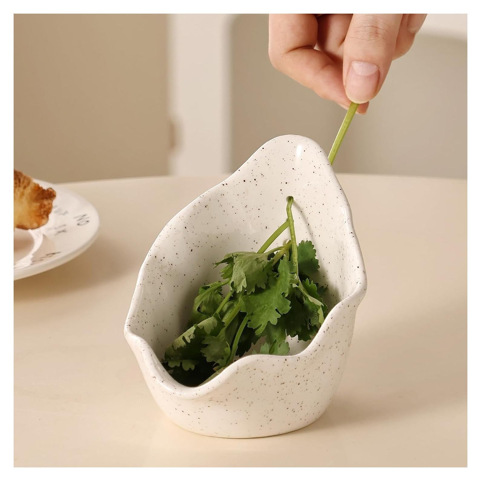 Tazón Deshojador de Hierbas Dneuoir Cerámica Blanco 5 Agujeros