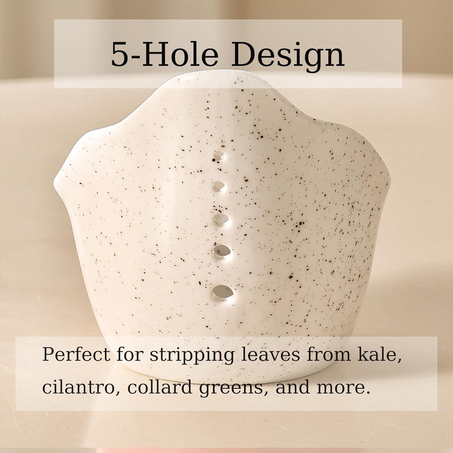 Tazón Deshojador de Hierbas Dneuoir Cerámica Blanco 5 Agujeros