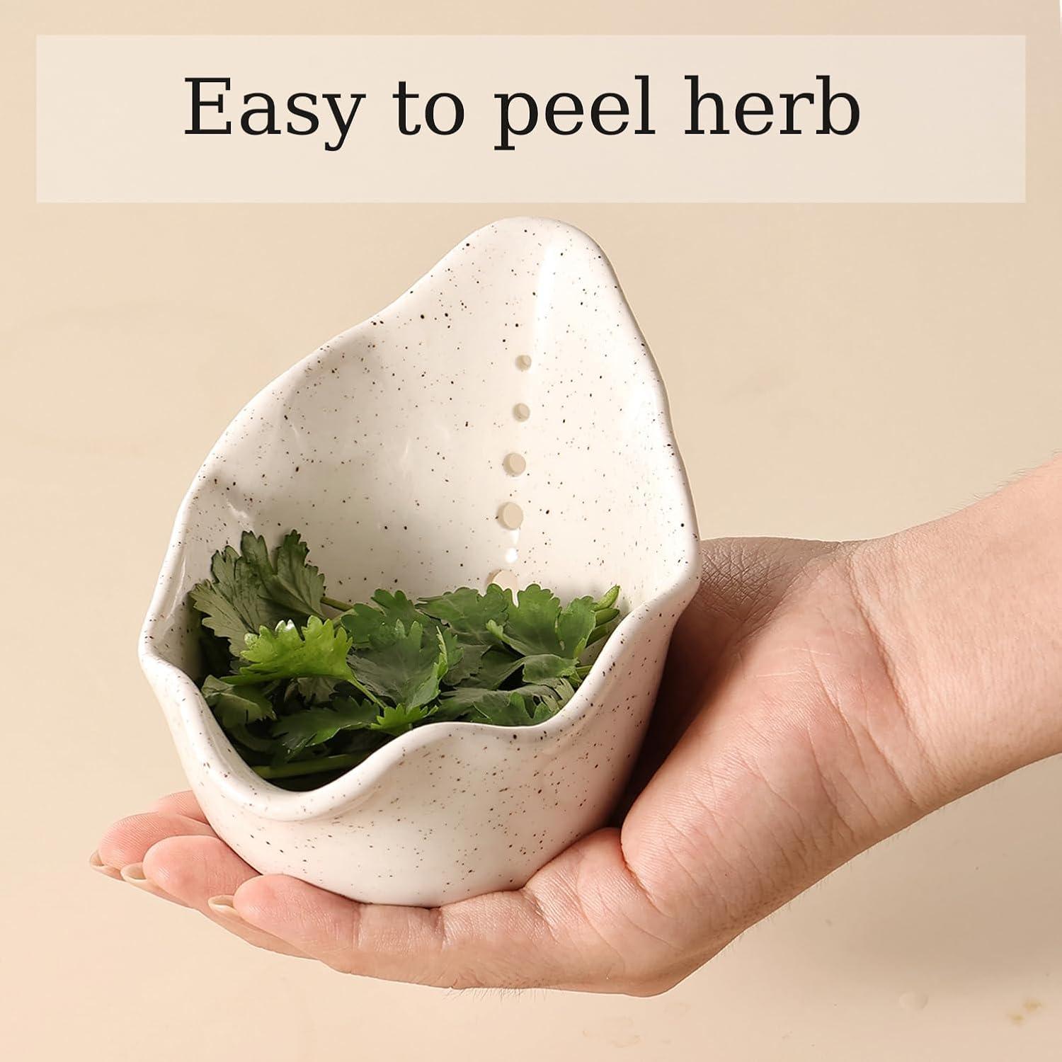 Tazón Deshojador de Hierbas Dneuoir Cerámica Blanco 5 Agujeros