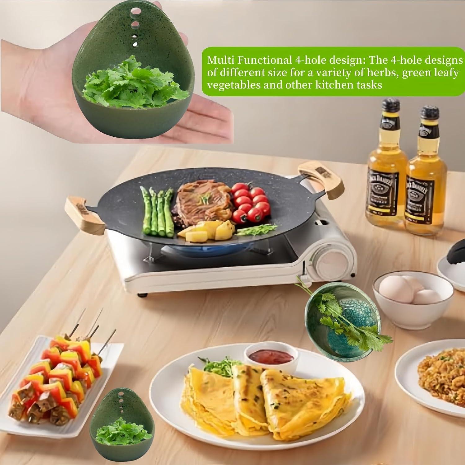 Tazón Deshojador de Hierbas WQHLONGBO Verde Cerámica 4 Agujeros