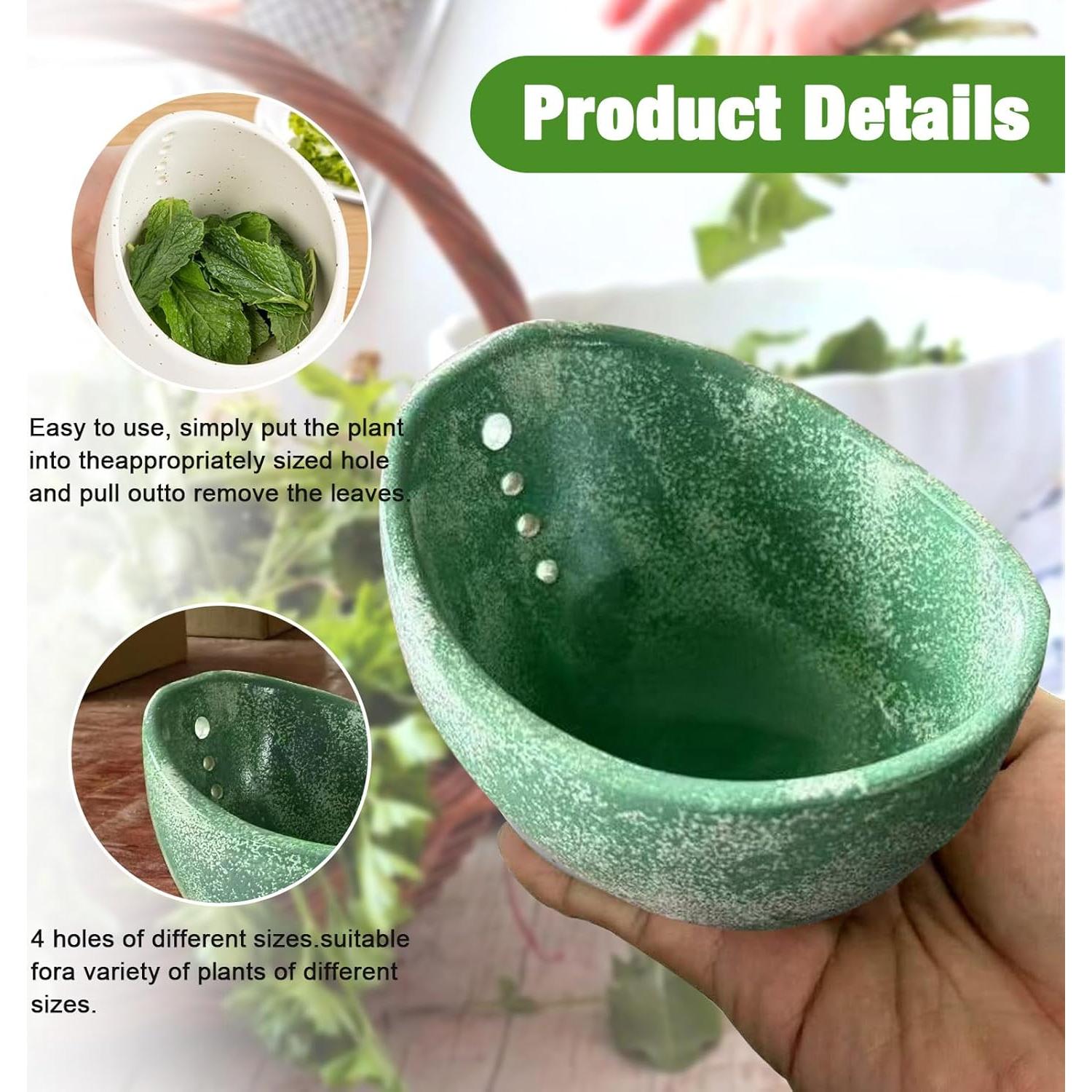 Tazón Deshojador de Hierbas Cerámica Eastrpupira Verde 10 cm