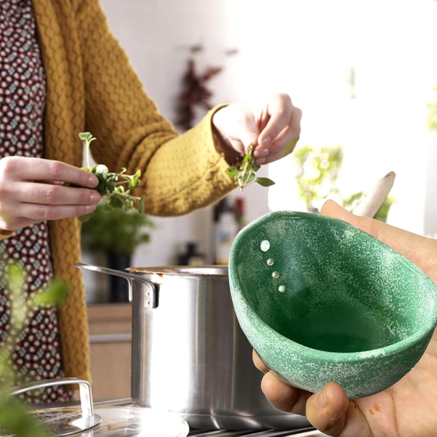 Tazón Deshojador de Hierbas Cerámica Eastrpupira Verde 10 cm