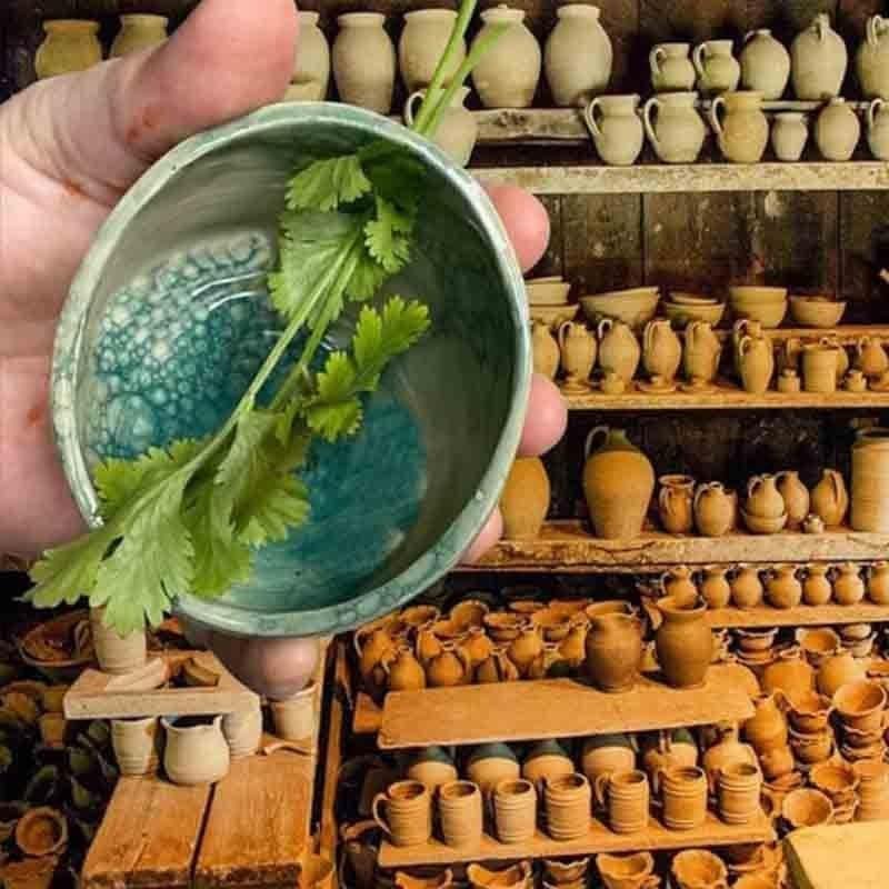 Tazón Deshojador de Hierbas EWAIDI Cerámica Blanco Hecho a Mano