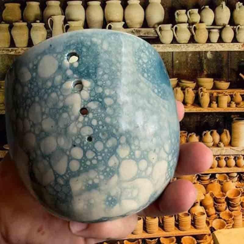 Tazón Deshojador de Hierbas EWAIDI Cerámica Blanco Hecho a Mano