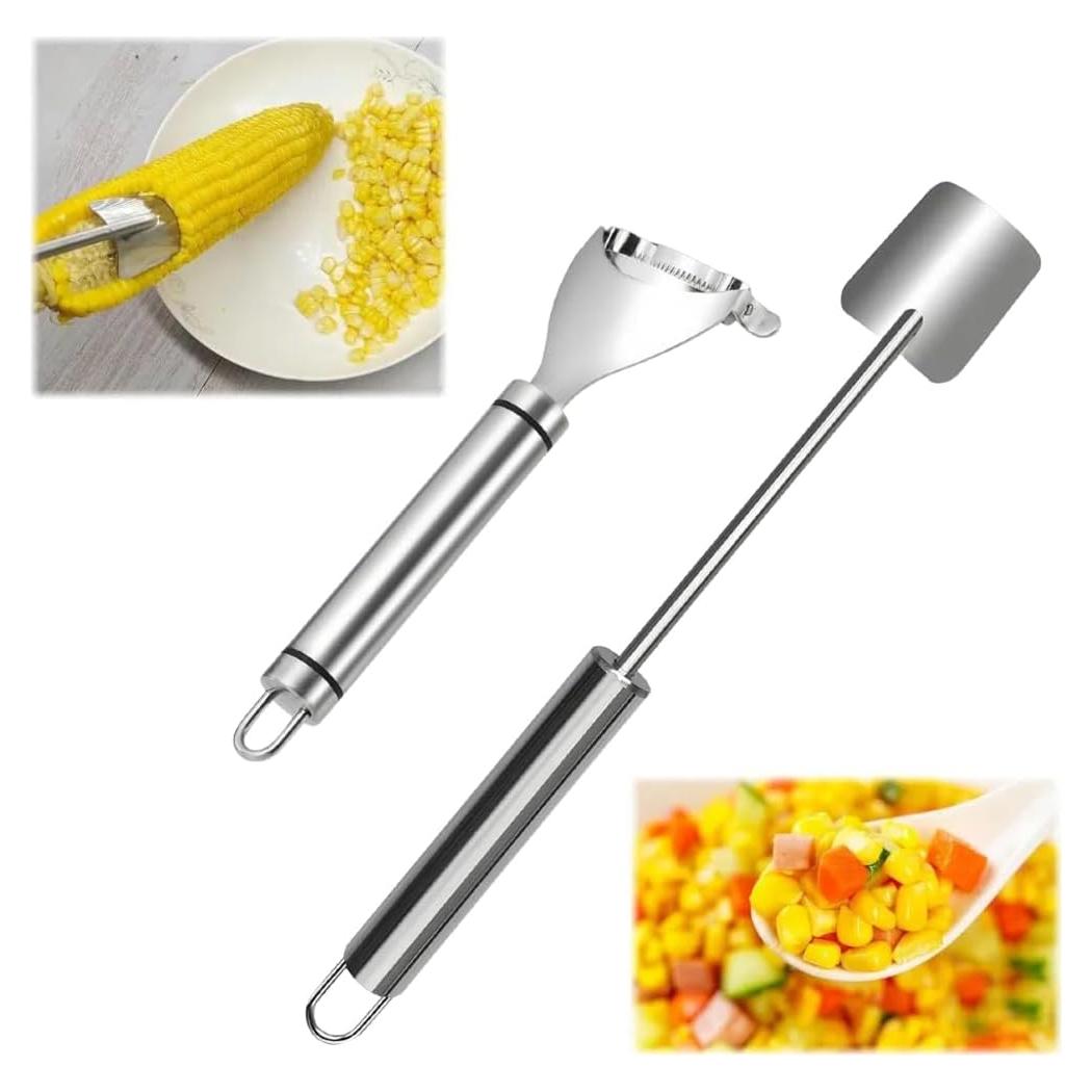 Juego de 2 Peladores y Desgajadoras de Maíz Achouray - Acero Inoxidable