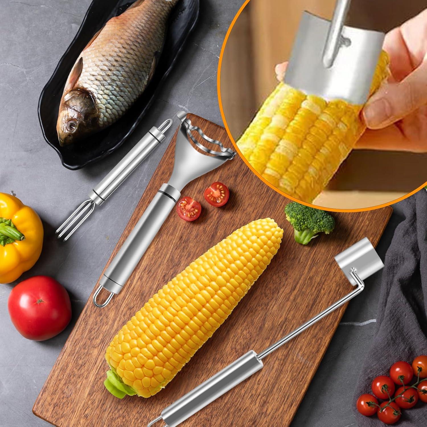 Juego de peladores de maíz VITASHYNX 3 piezas acero inoxidable