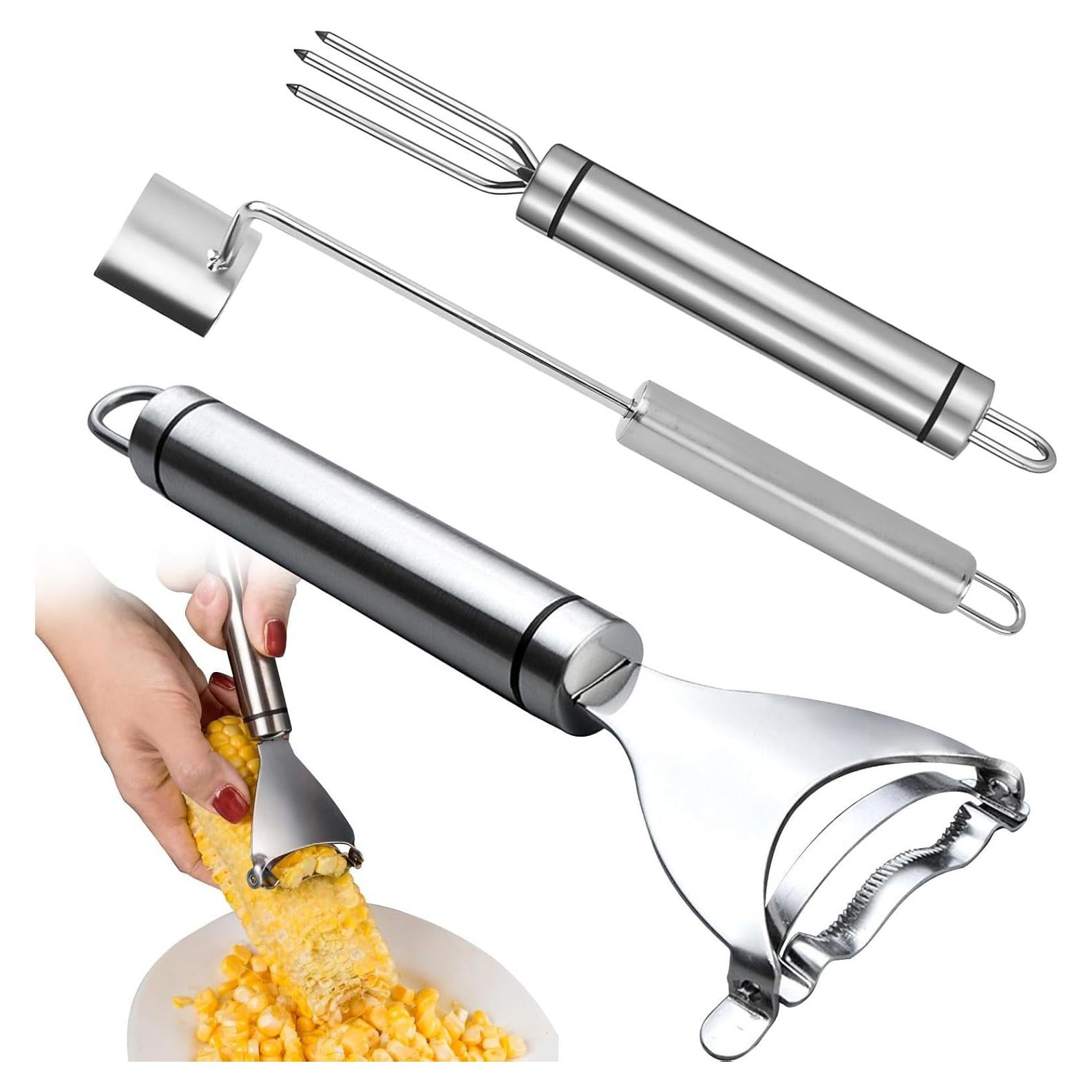 Juego de 3 Peladores de Maíz YUNYDSM - Acero Inoxidable