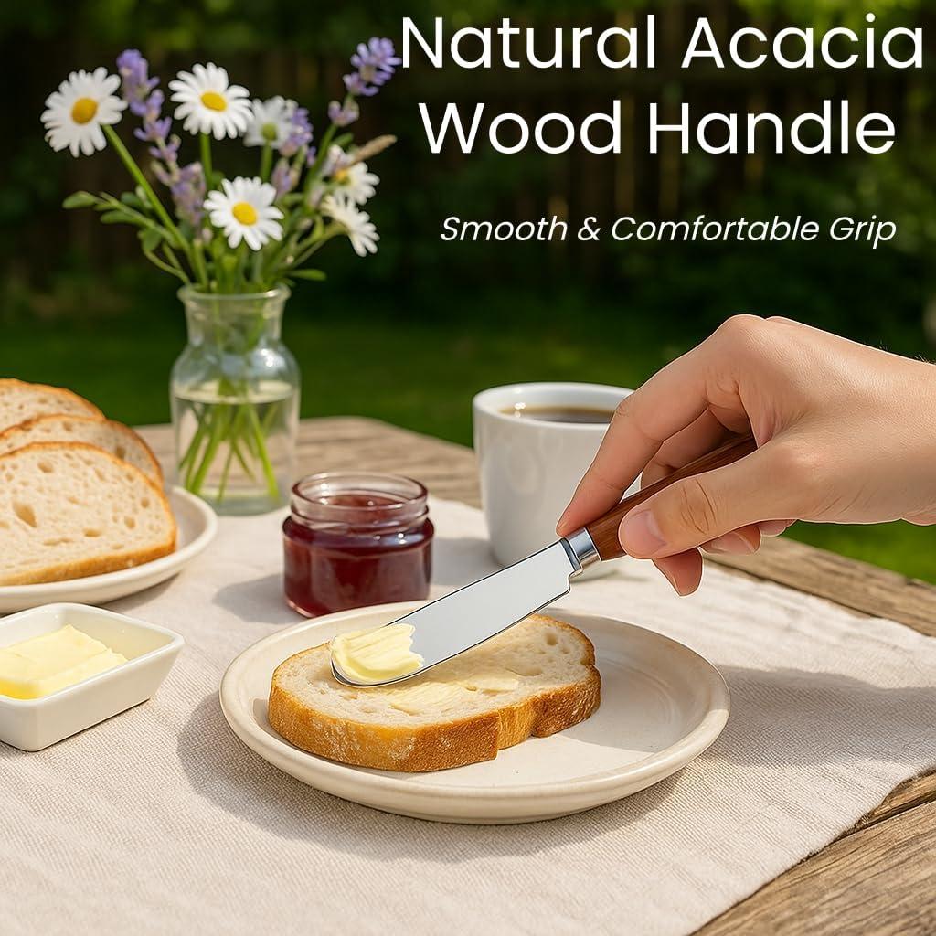 Juego de 2 cuchillos para mantequilla LacusMare - Acacia, 17.78 cm