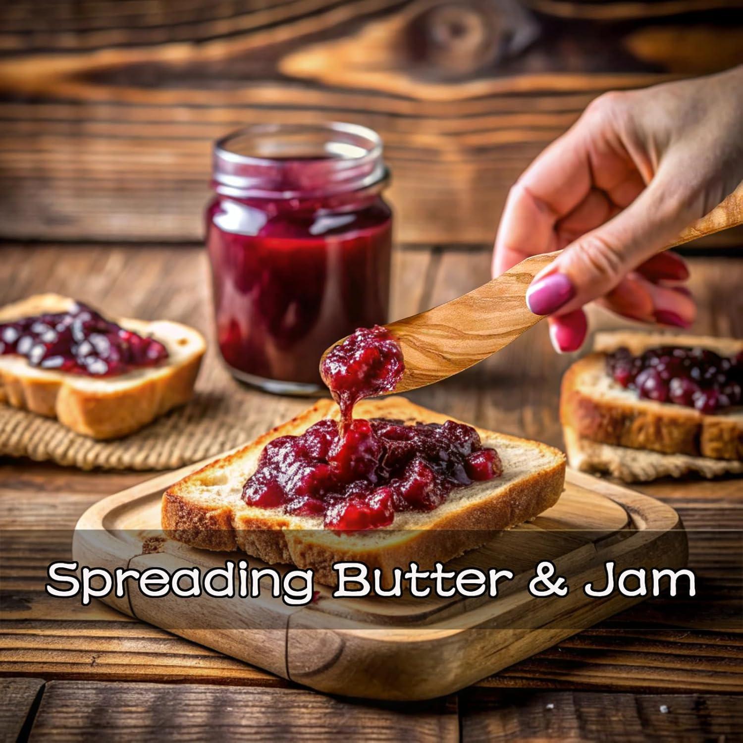 Juego de 3 Espátulas de Mantequilla FHUMMYBT de Madera de Olivo 17.5 cm