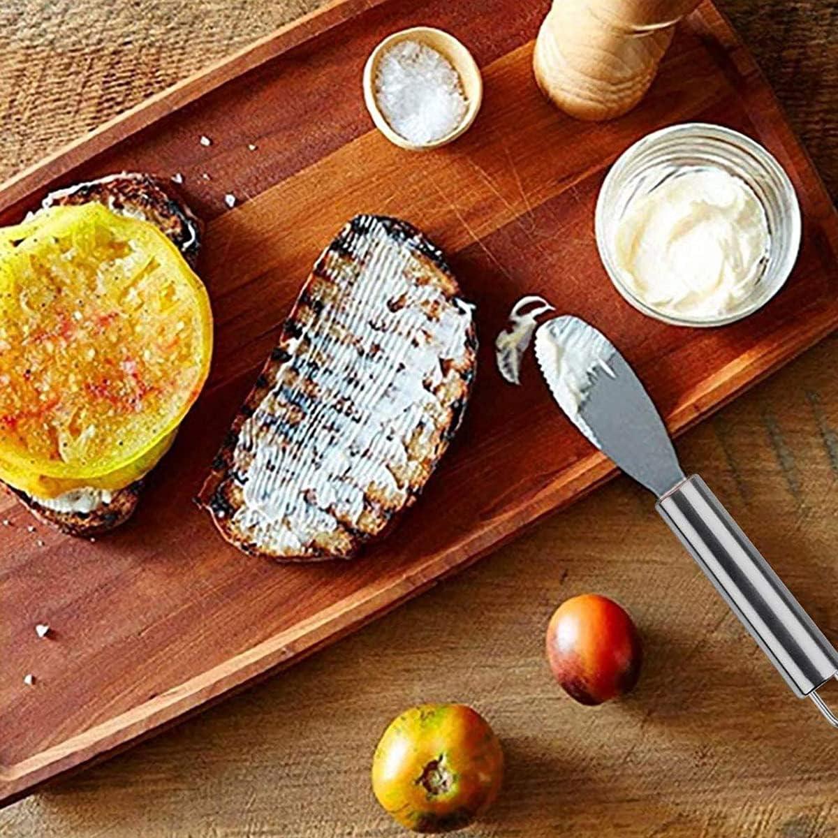 5Pcs Stainless Steel Butter Spreader Knife, Straight Edge 8.4-Inch Wide Butter Spreader Deluxe Sandwich Cream Cheese Condiment Knives Set Kitchen Tools with Ergonomic Handle