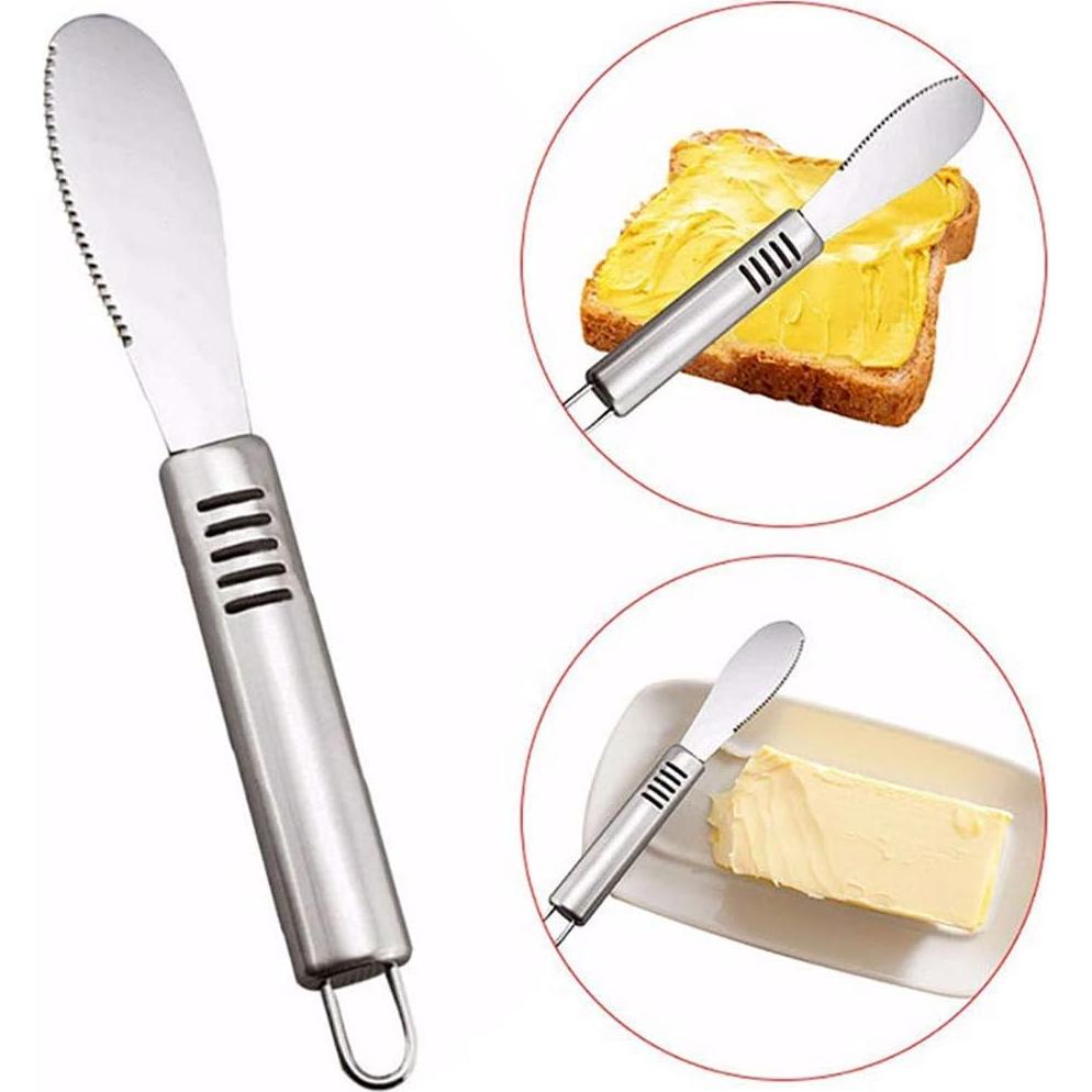 5Pcs Stainless Steel Butter Spreader Knife, Straight Edge 8.4-Inch Wide Butter Spreader Deluxe Sandwich Cream Cheese Condiment Knives Set Kitchen Tools with Ergonomic Handle