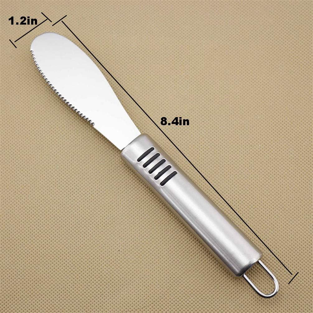 5Pcs Stainless Steel Butter Spreader Knife, Straight Edge 8.4-Inch Wide Butter Spreader Deluxe Sandwich Cream Cheese Condiment Knives Set Kitchen Tools with Ergonomic Handle