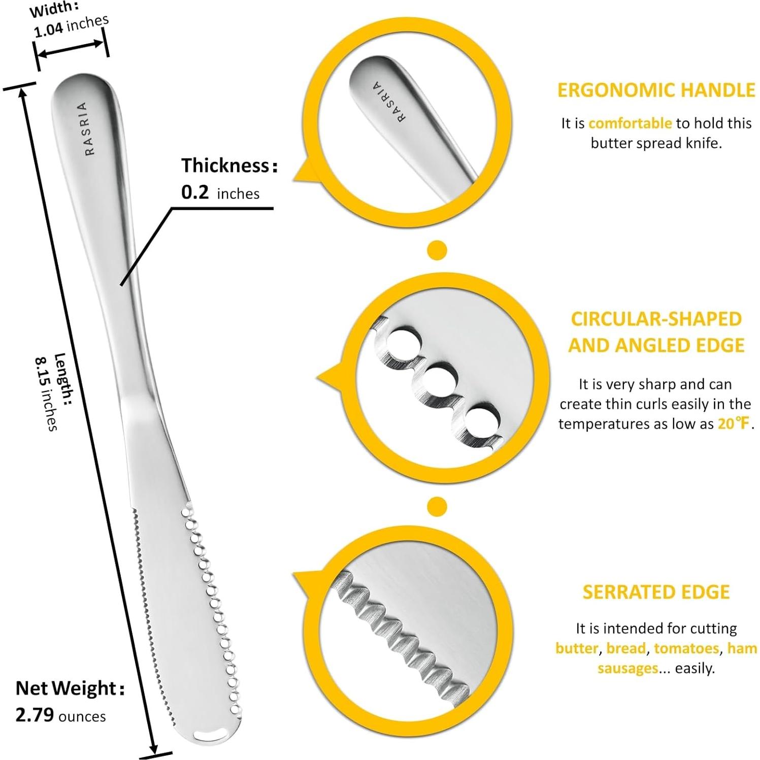 Cuchillo para Untar Mantequilla RASRIA - Acero Inoxidable, 2 Unidades