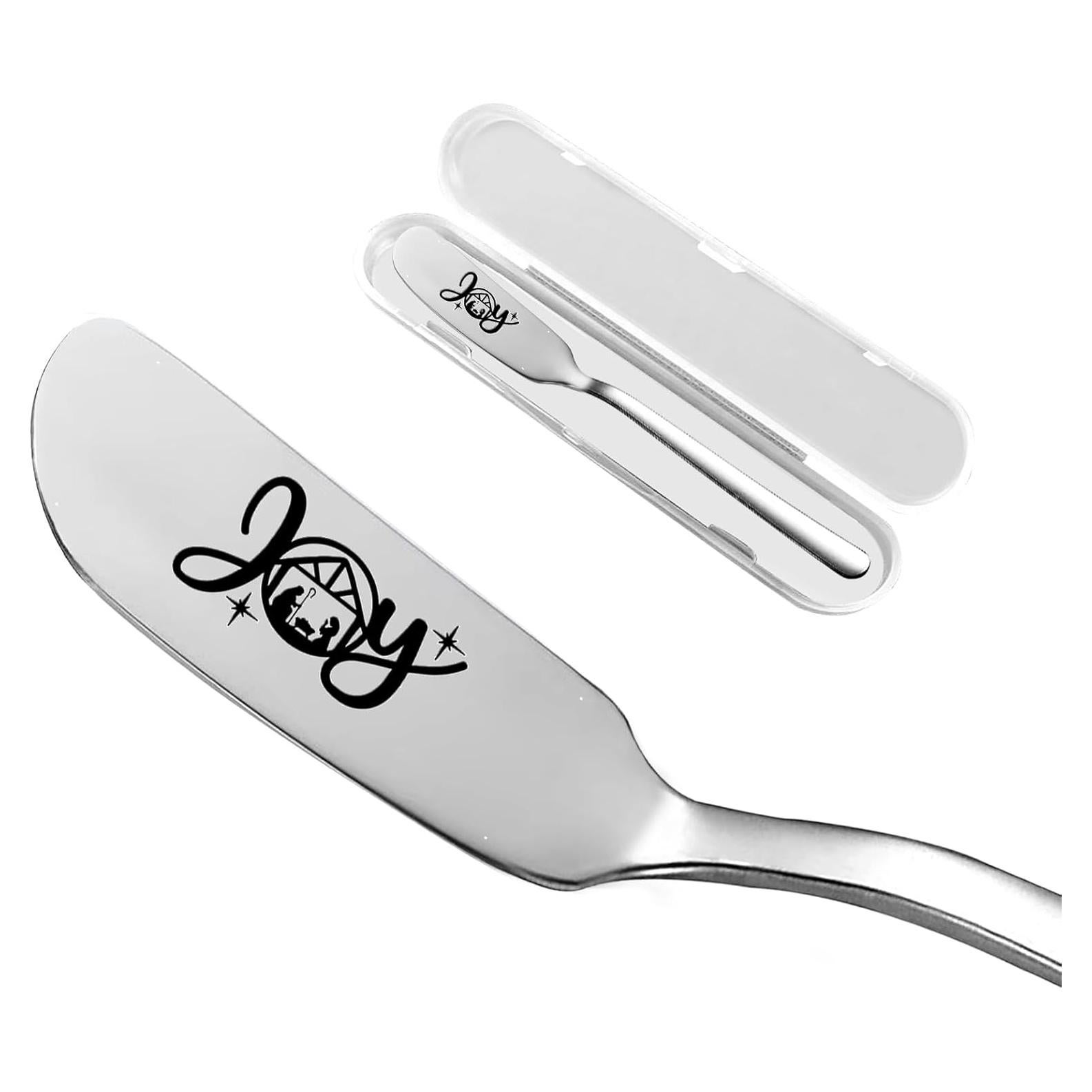 Funny Joy Nativity Christmas Peanut Butter Knife, Personalized Engraved Peanut Butter Spreader Cheese Knives, Novelty Anniversary Christmas Gifts for Sandwich Bread Toast Butter Lover