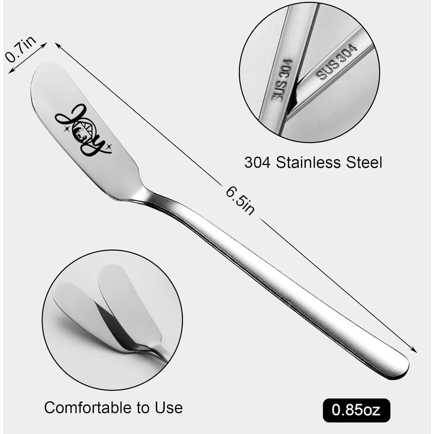 Funny Joy Nativity Christmas Peanut Butter Knife, Personalized Engraved Peanut Butter Spreader Cheese Knives, Novelty Anniversary Christmas Gifts for Sandwich Bread Toast Butter Lover