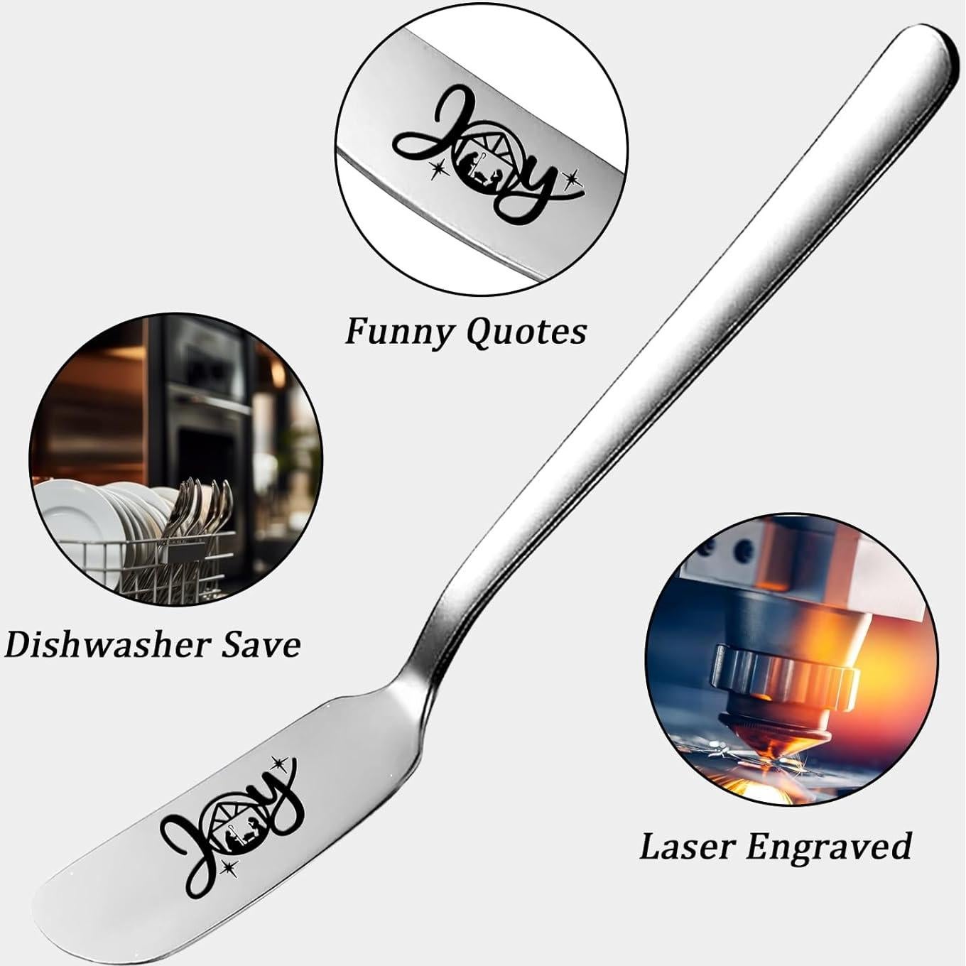 Funny Joy Nativity Christmas Peanut Butter Knife, Personalized Engraved Peanut Butter Spreader Cheese Knives, Novelty Anniversary Christmas Gifts for Sandwich Bread Toast Butter Lover