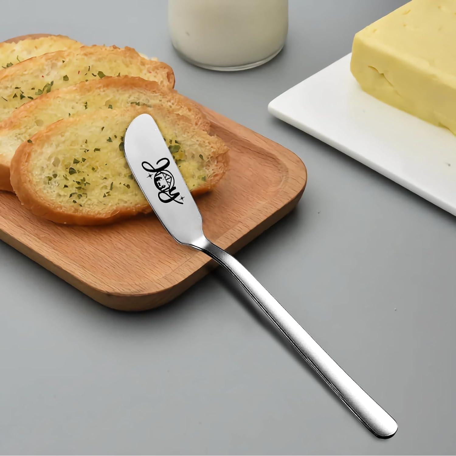 Funny Joy Nativity Christmas Peanut Butter Knife, Personalized Engraved Peanut Butter Spreader Cheese Knives, Novelty Anniversary Christmas Gifts for Sandwich Bread Toast Butter Lover