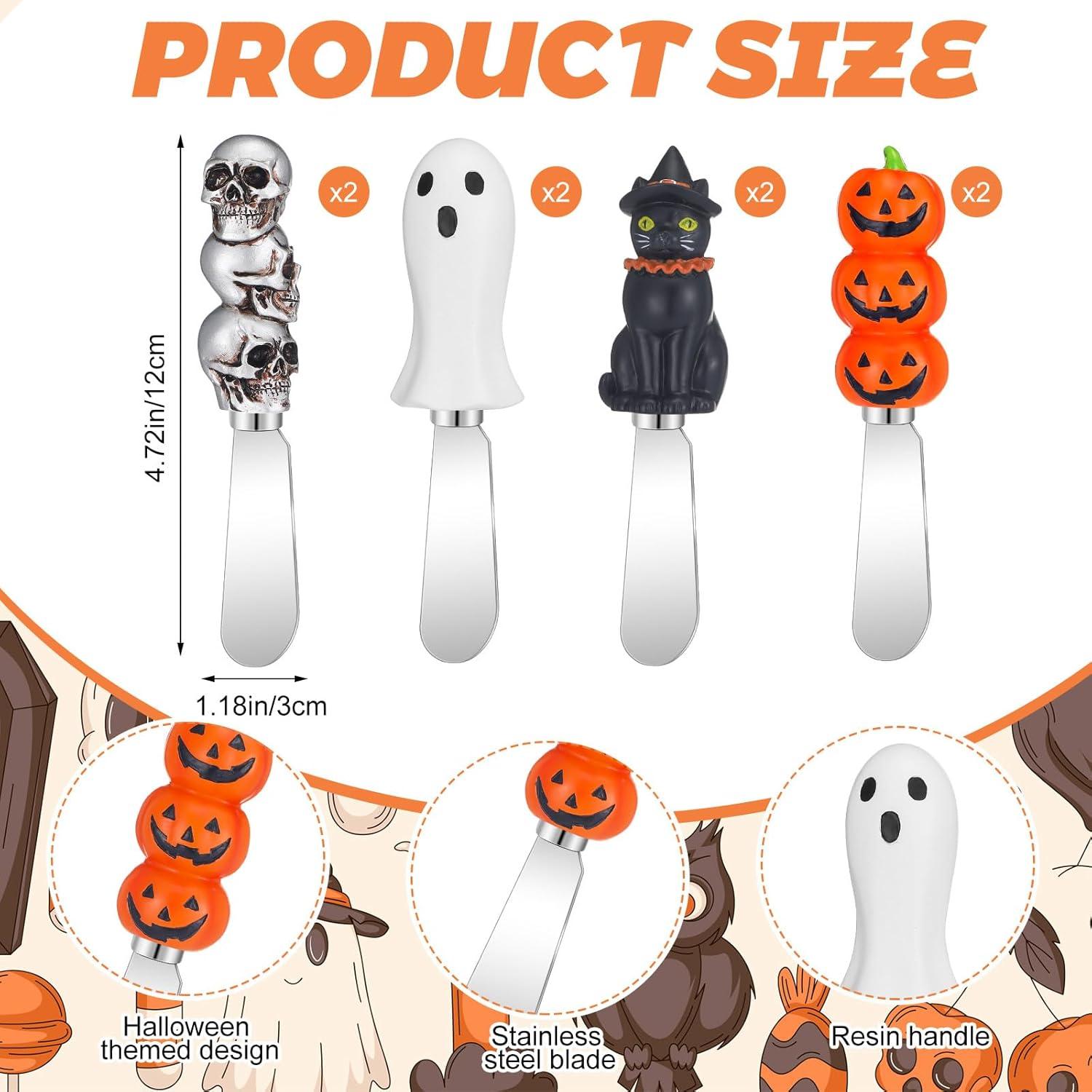 Set 8 Espátulas de Queso Halloween Lasnten - Acero Inoxidable