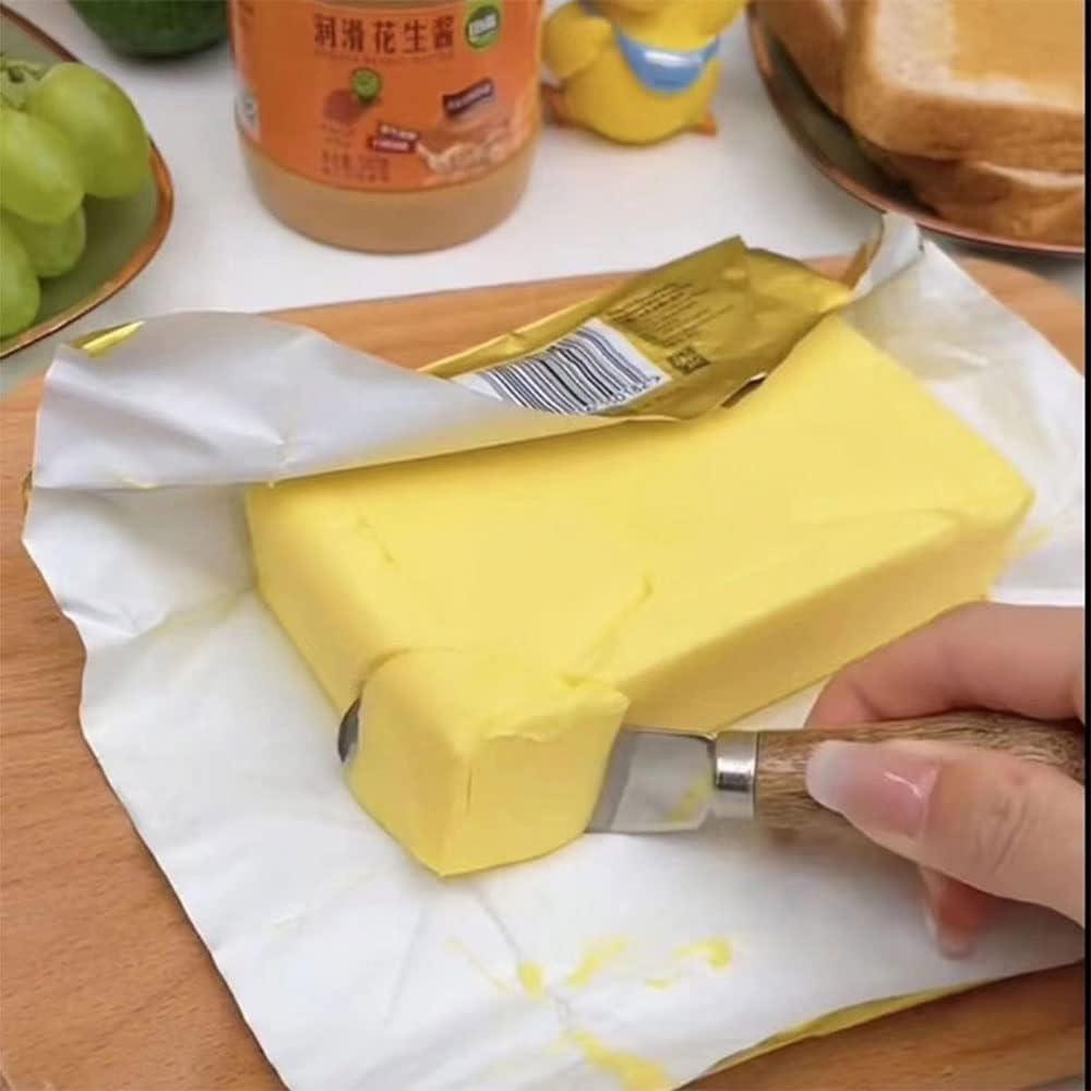 Juego de 4 Cuchillos de Mantequilla Linwnil con Mango de Madera