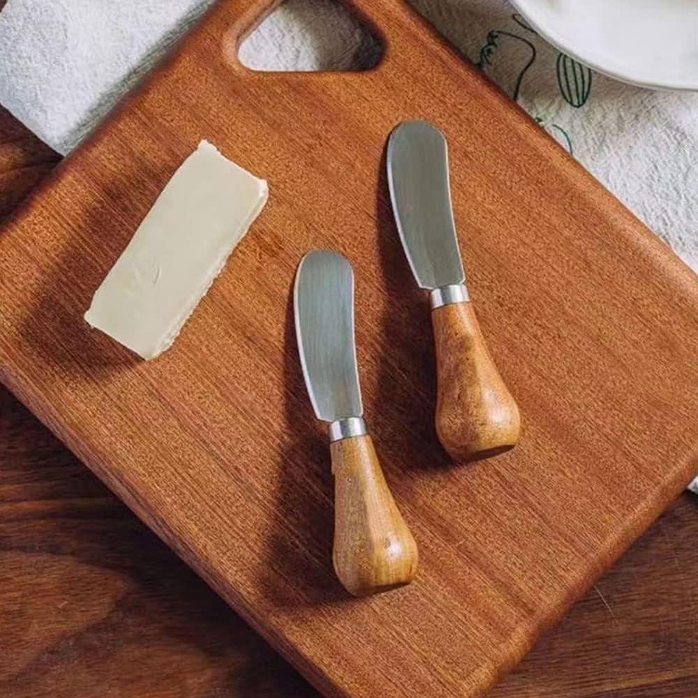 Juego de 4 Cuchillos de Mantequilla Linwnil con Mango de Madera