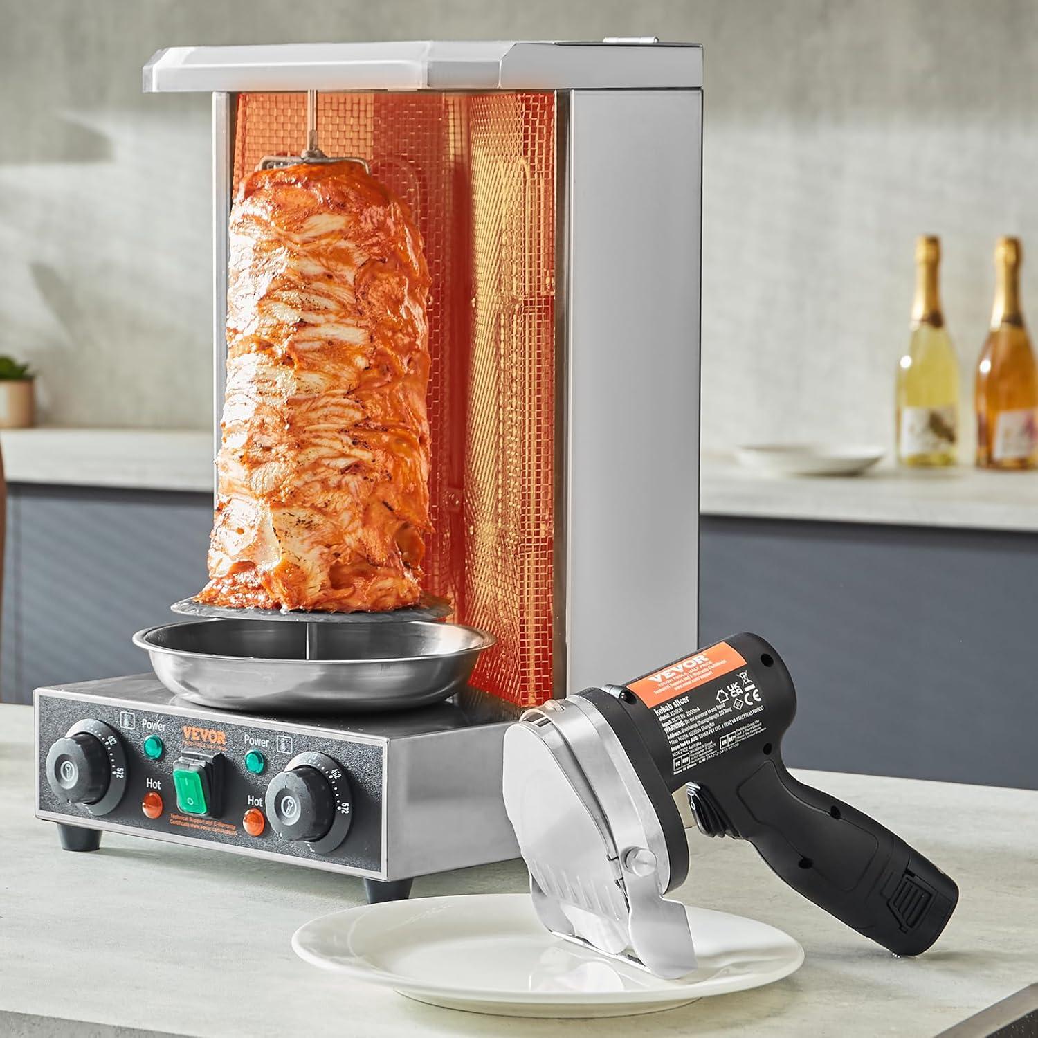 Cuchillo de Shawarma Eléctrico VEVOR 80W Inalámbrico Ajustable