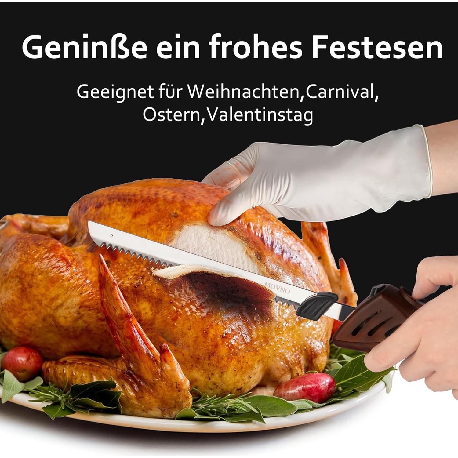 Cuchillo Eléctrico MOVNO ReciproSlicer 60, 2 Hojas Acero Inoxidable